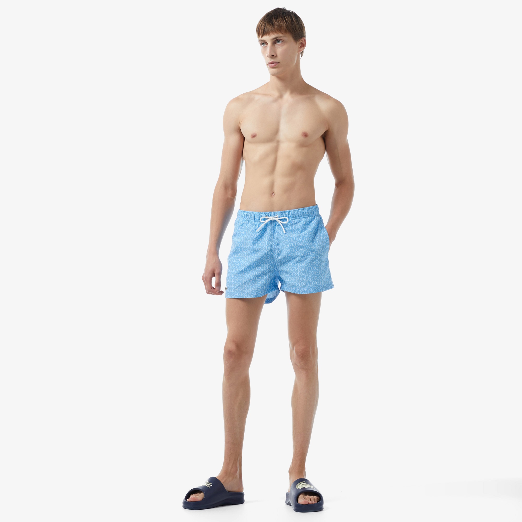 Lacoste Erkek Desenli Mavi Mayo Şort