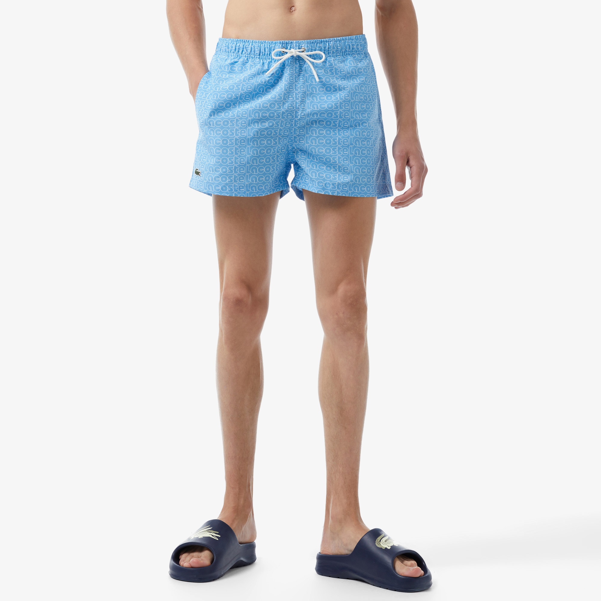 Lacoste Erkek Desenli Mavi Mayo Şort
