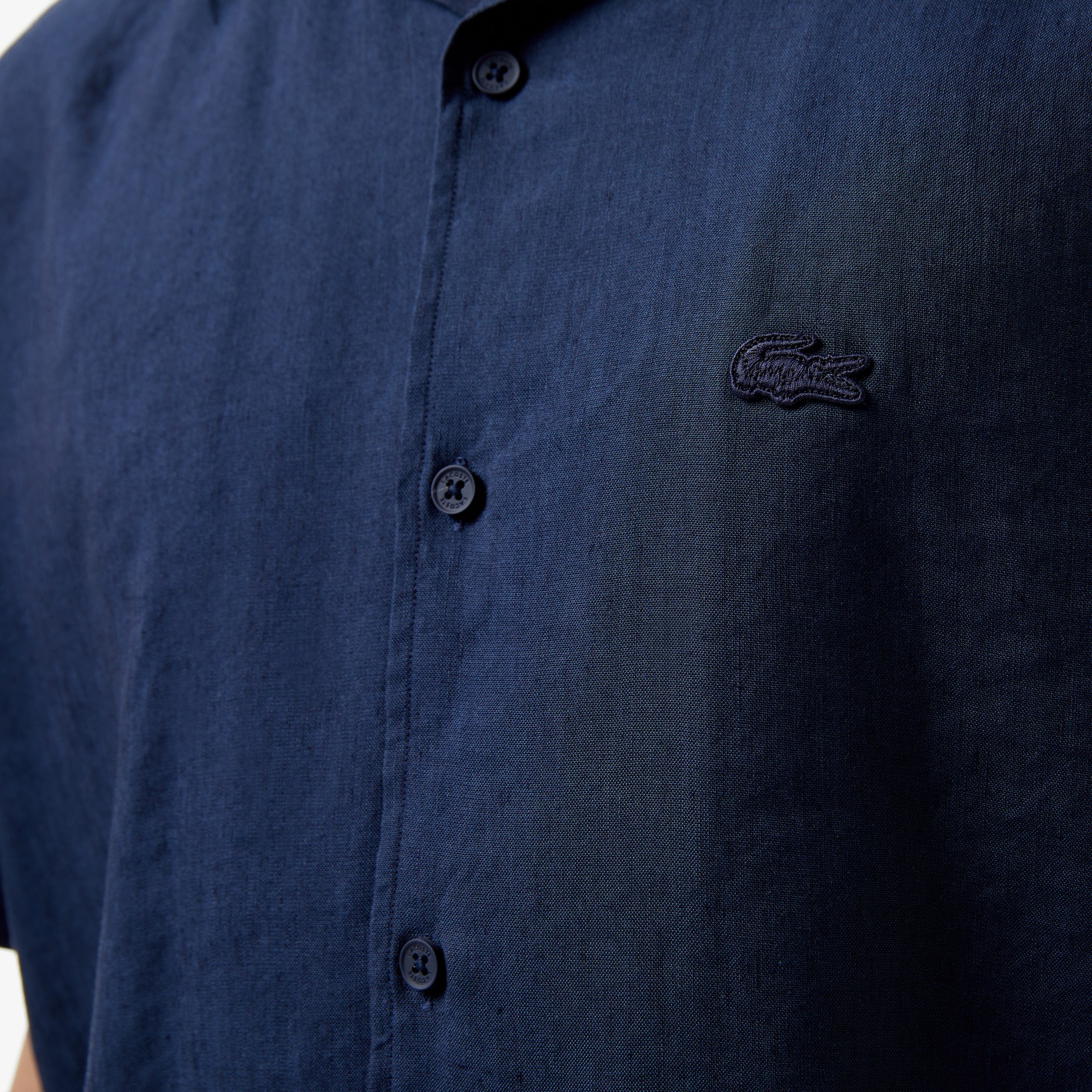 Lacoste Erkek Relaxed Fit Kısa Kollu Lacivert Gömlek