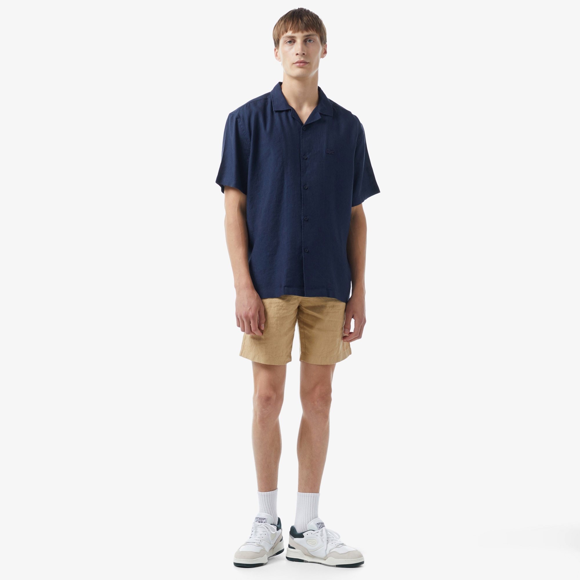 Lacoste Erkek Relaxed Fit Kısa Kollu Lacivert Gömlek