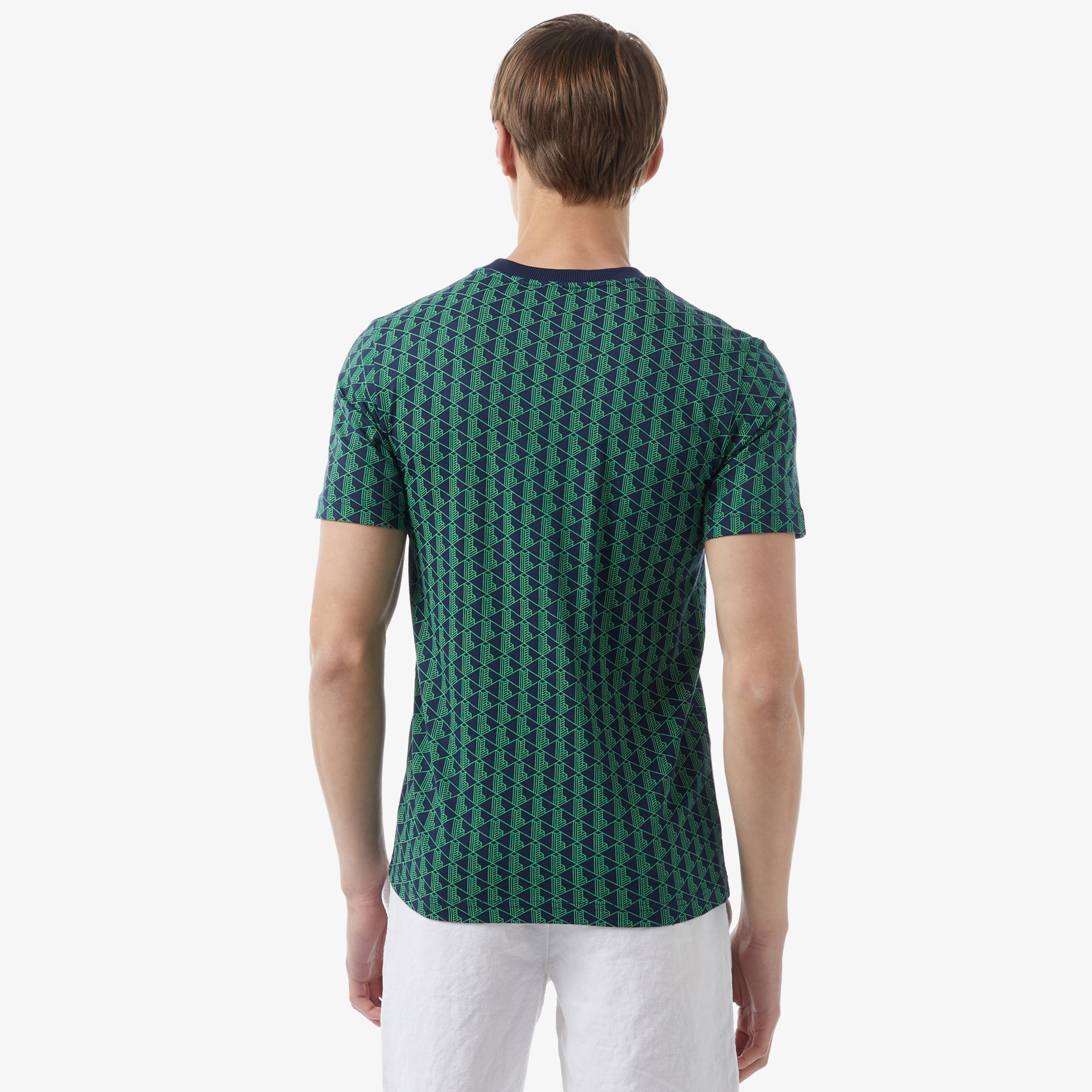 Lacoste Erkek Slim Fit Bisiklet Yaka Monogram Yeşil T-Shirt
