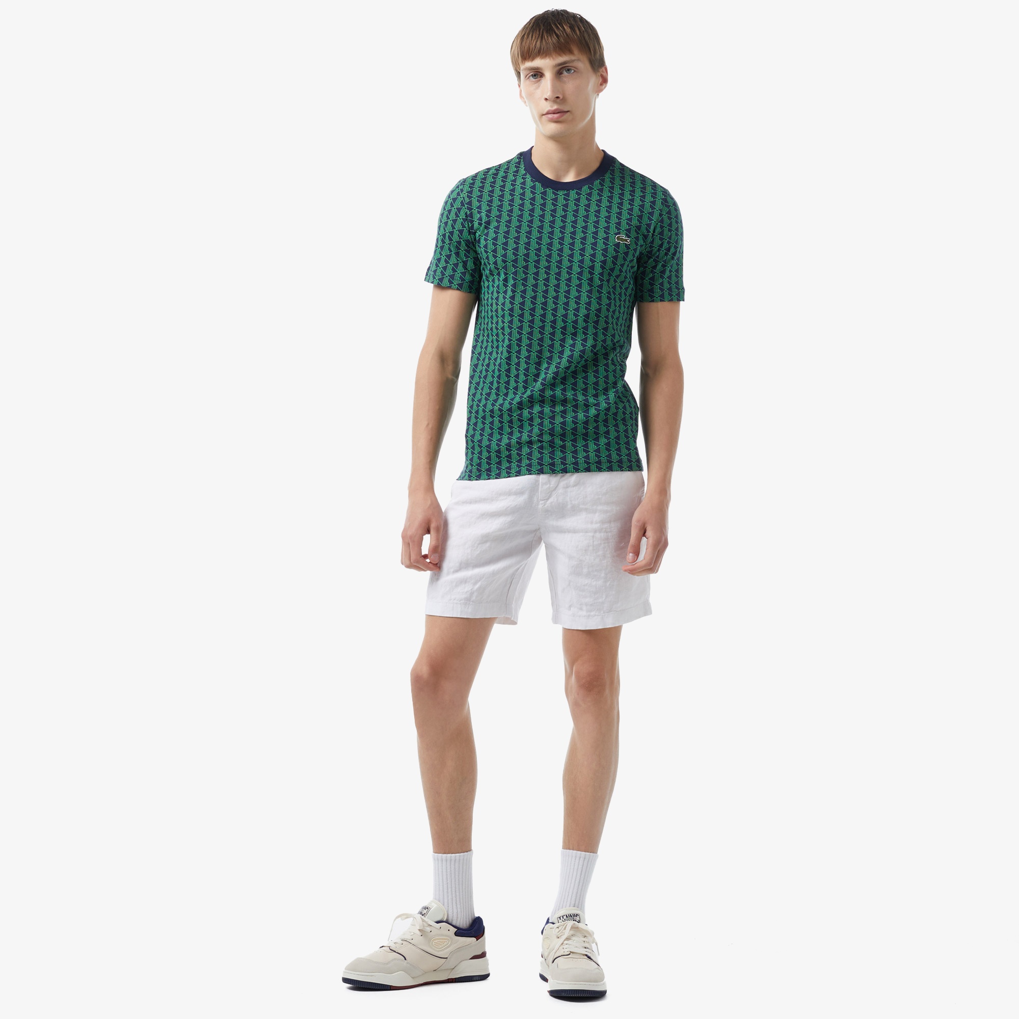 Lacoste Erkek Slim Fit Bisiklet Yaka Monogram Yeşil T-Shirt