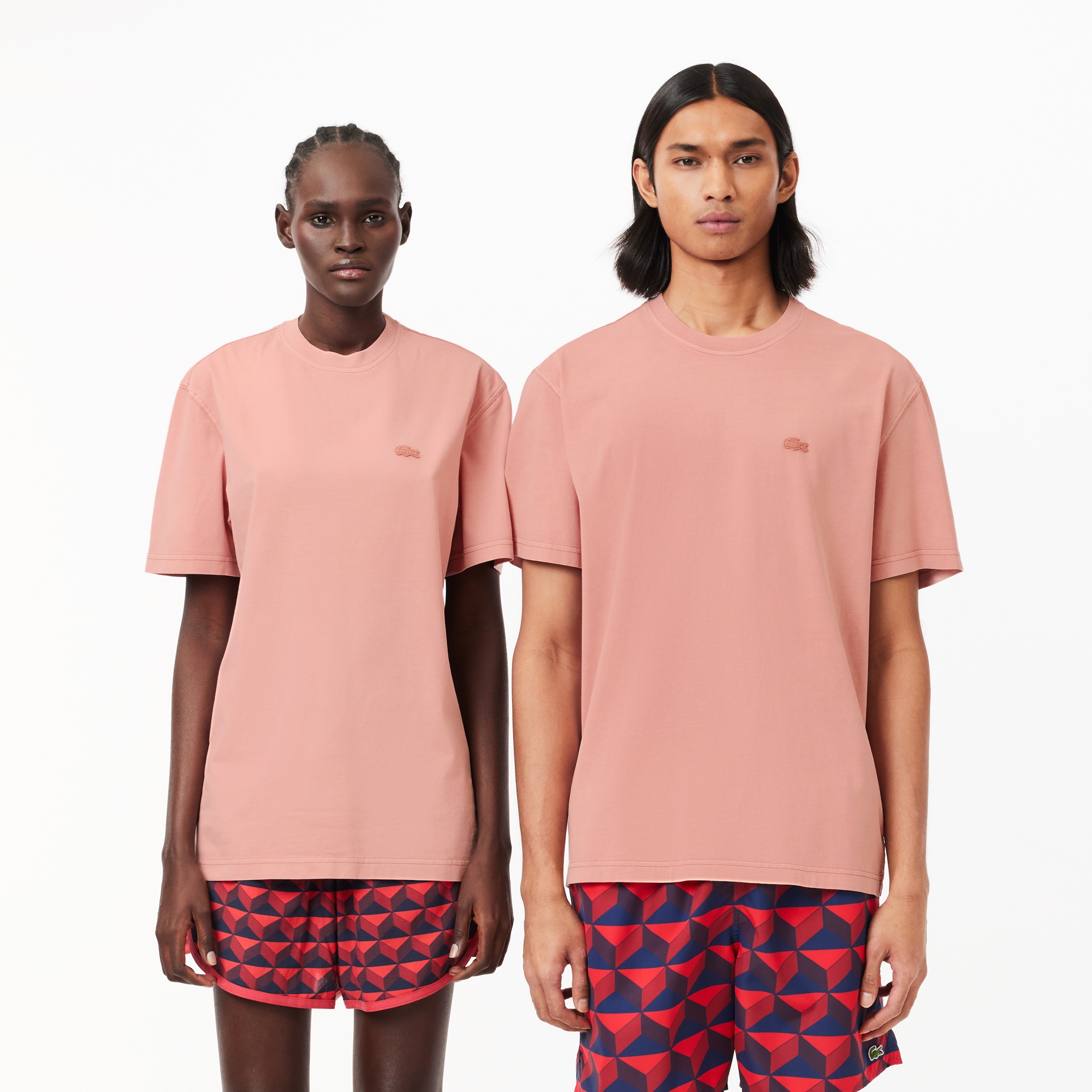 Lacoste Unisex Classic Fit Bisiklet Yaka Pembe T-Shirt