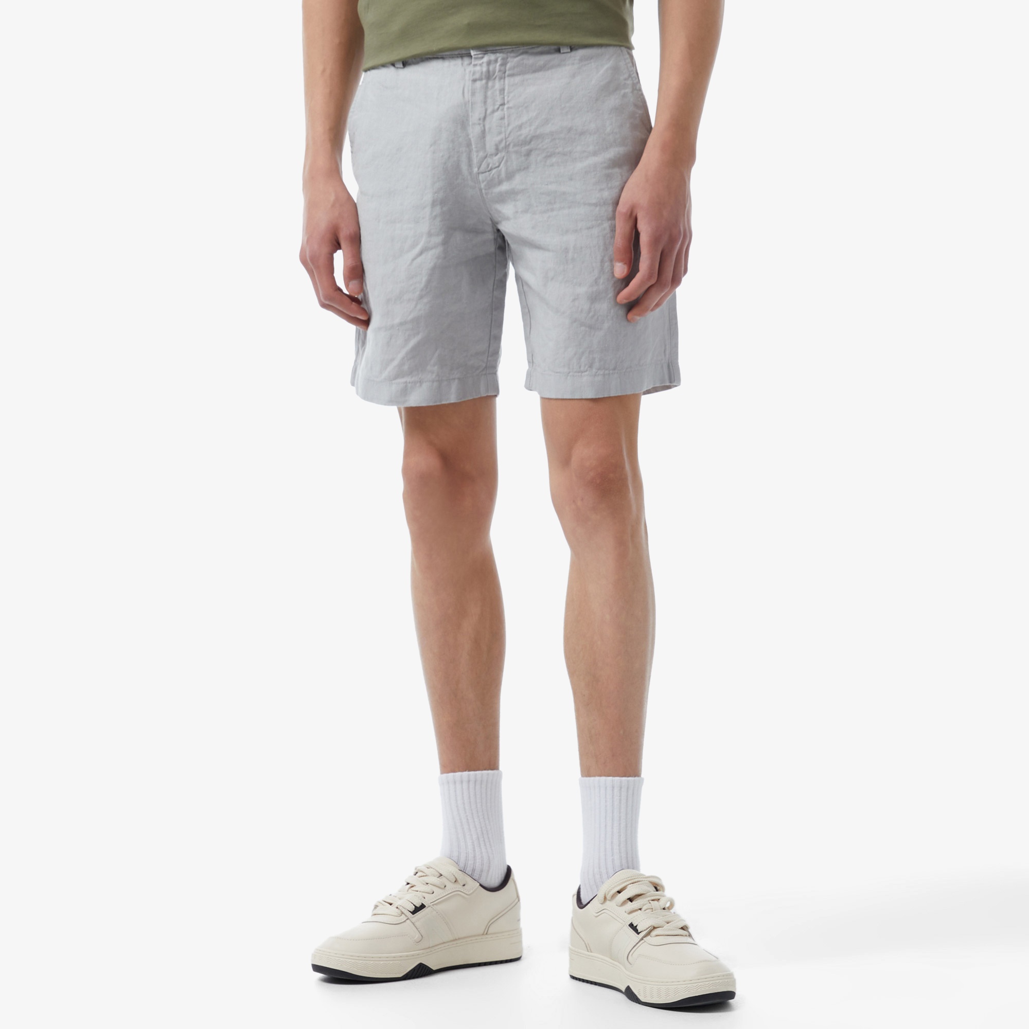 Lacoste Erkek Slim Fit Keten Gri Bermuda