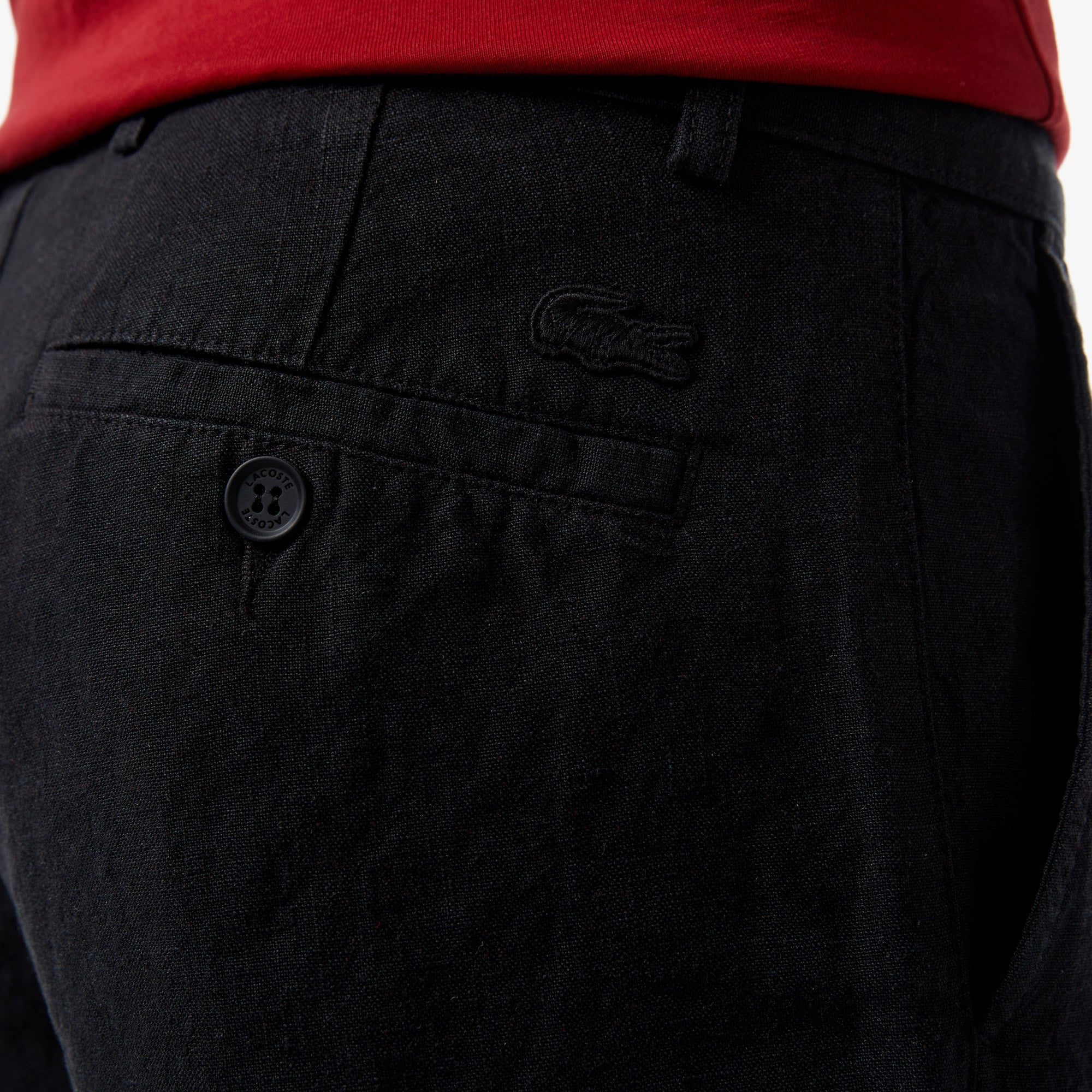 Lacoste Erkek Slim Fit Keten Siyah Bermuda Şort