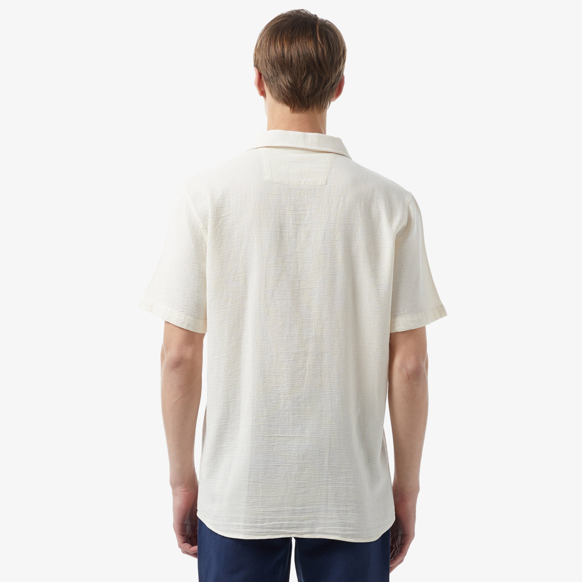 Erkek Regular Fit Kısa Kollu Krem Gömlek