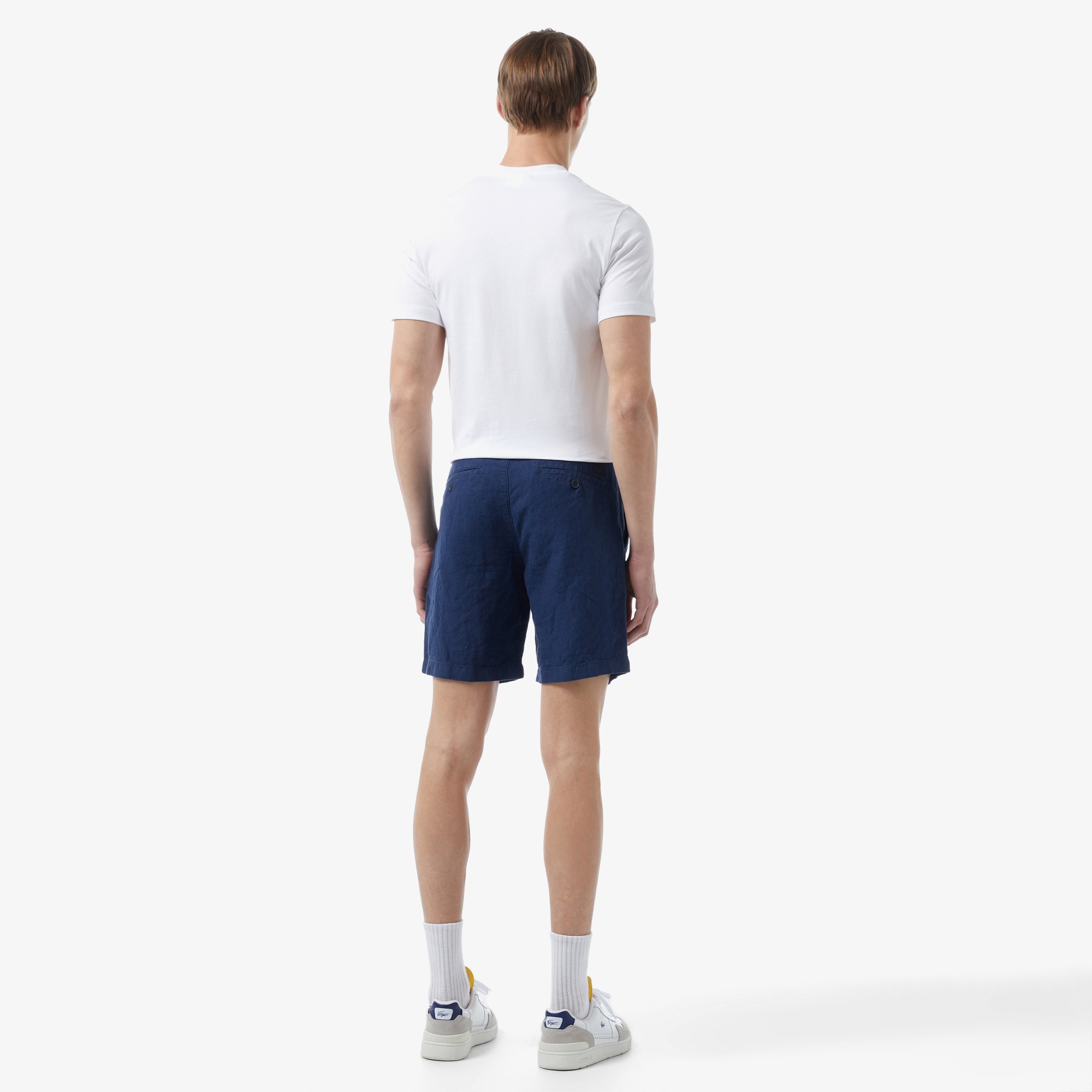 Lacoste Erkek Slim Fit Keten Lacivert Bermuda
