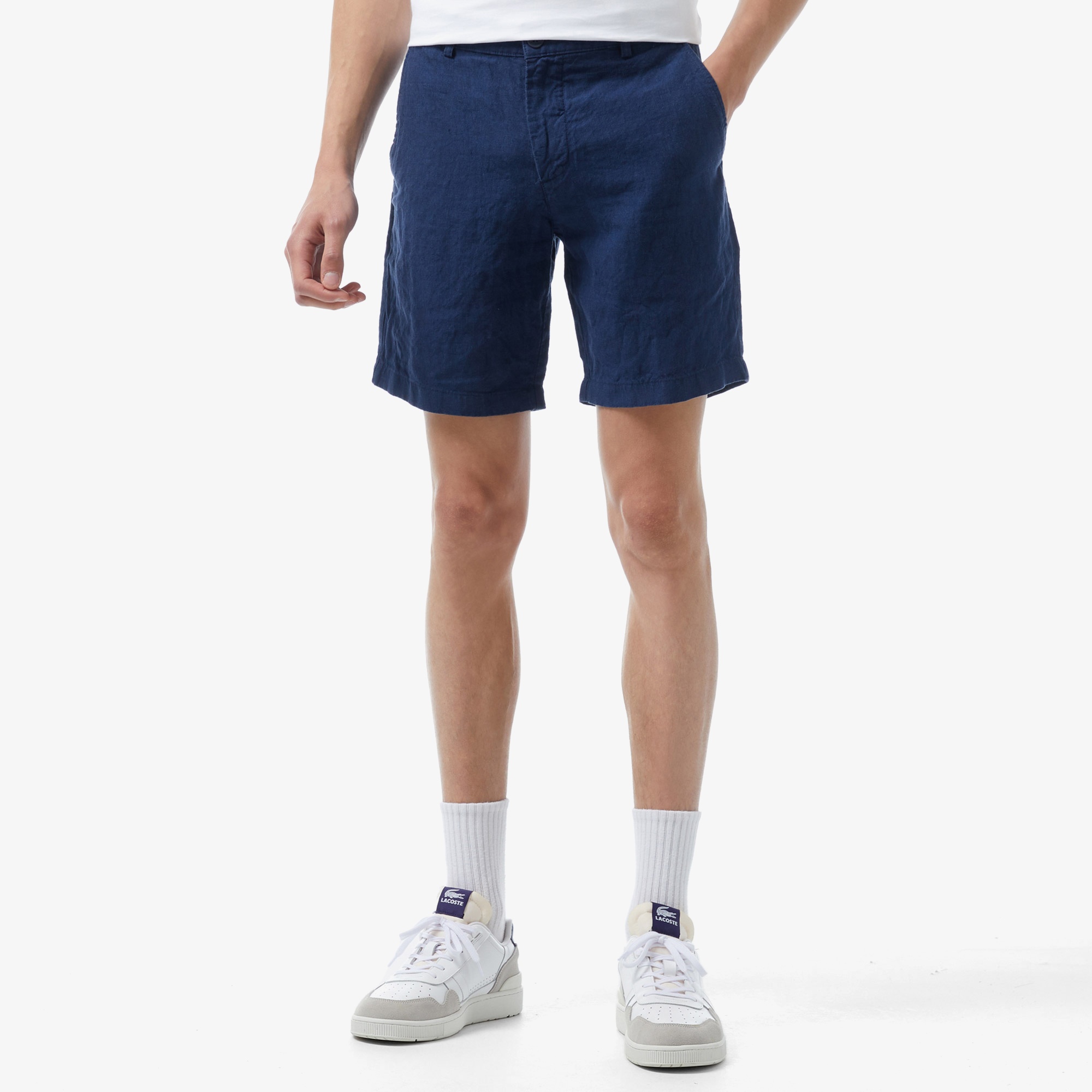 Lacoste Erkek Slim Fit Keten Lacivert Bermuda