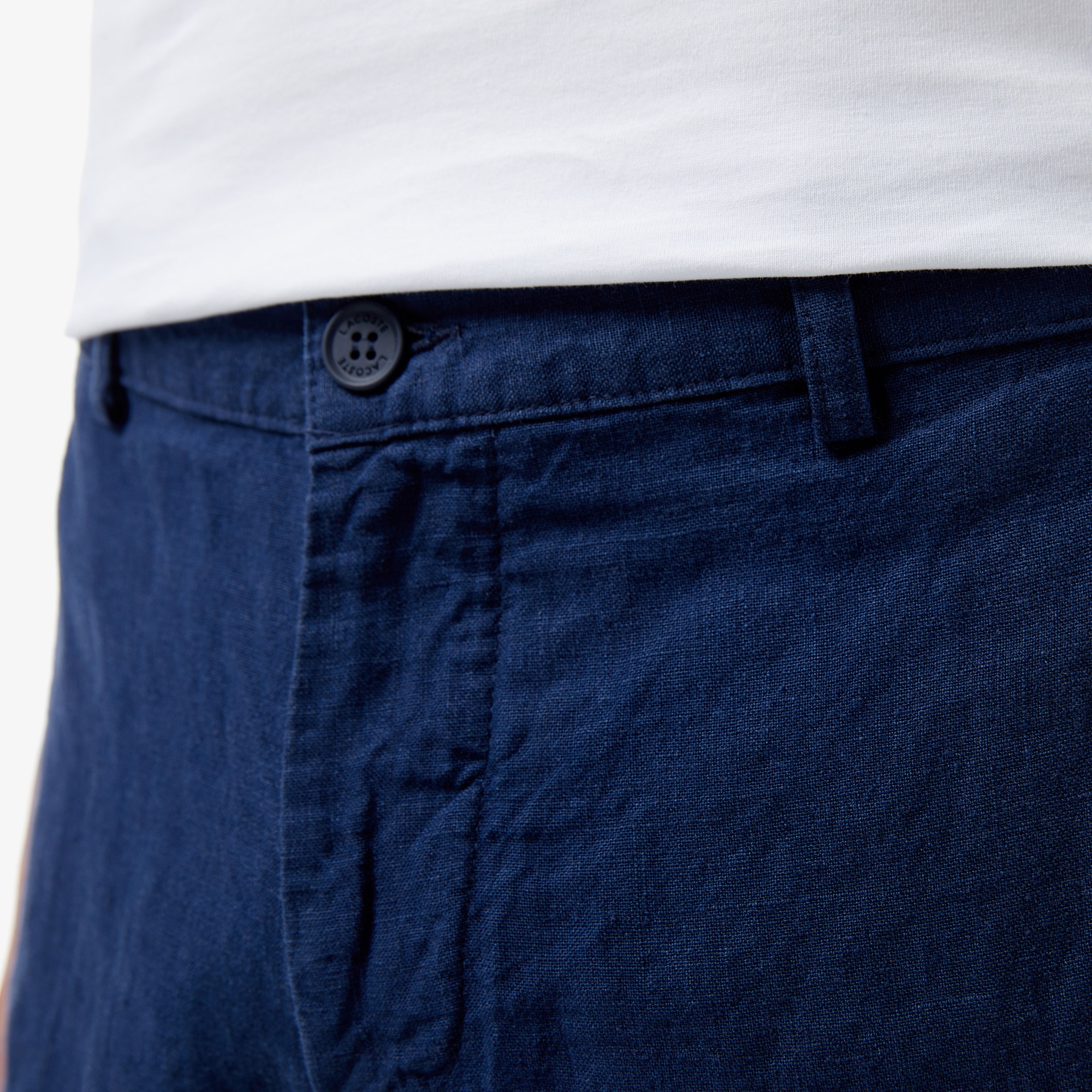 Lacoste Erkek Slim Fit Keten Lacivert Bermuda