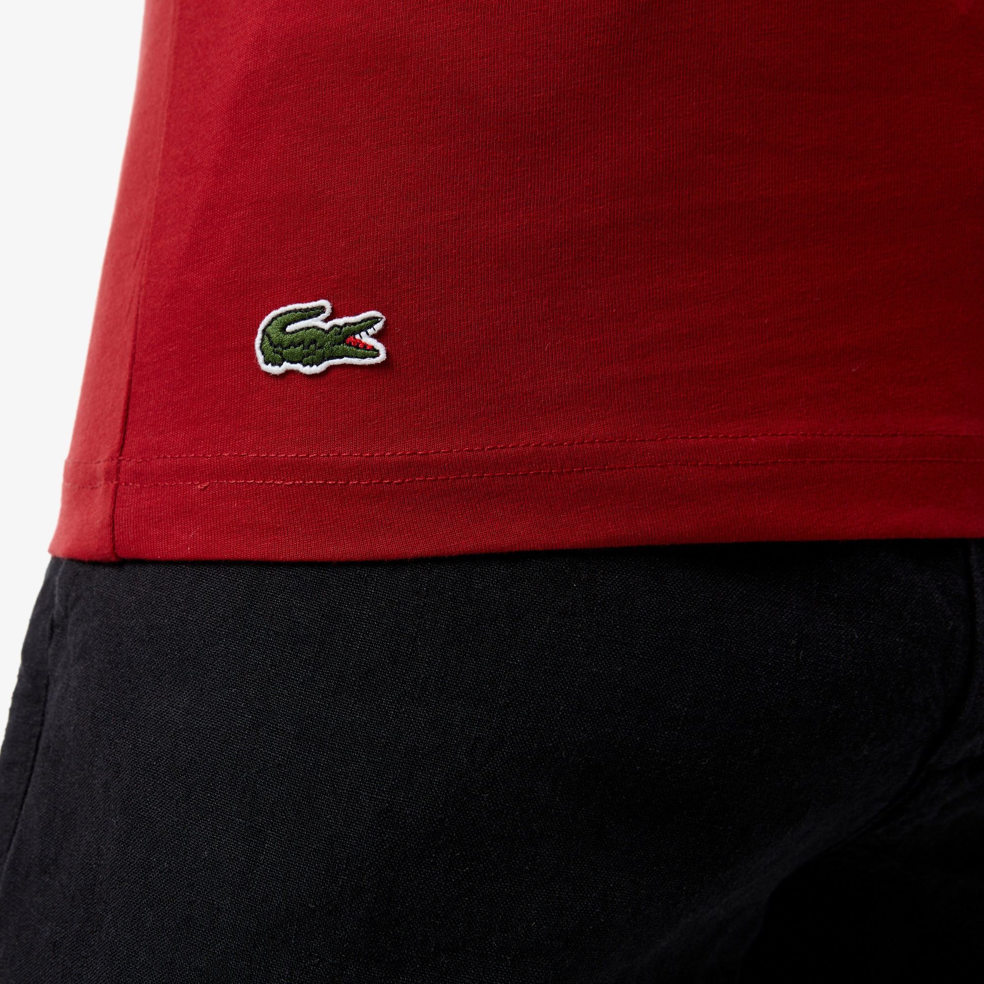 Lacoste Erkek Slim Fit Bisiklet Yaka Kırmızı T-Shirt