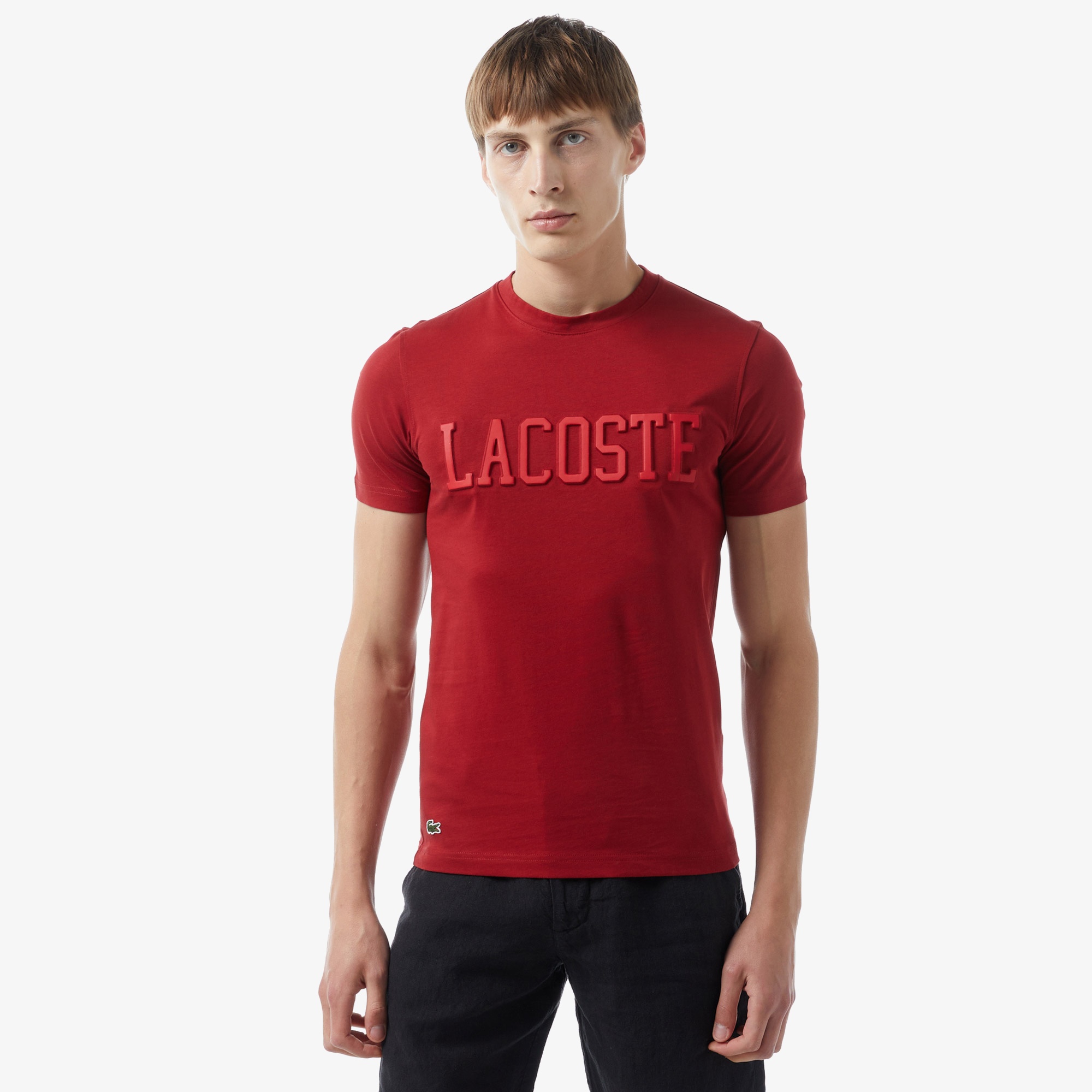 Lacoste Erkek Slim Fit Bisiklet Yaka Kırmızı T-Shirt