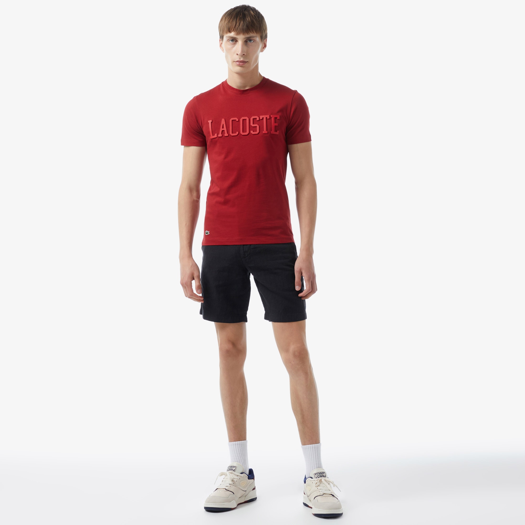 Lacoste Erkek Slim Fit Bisiklet Yaka Kırmızı T-Shirt