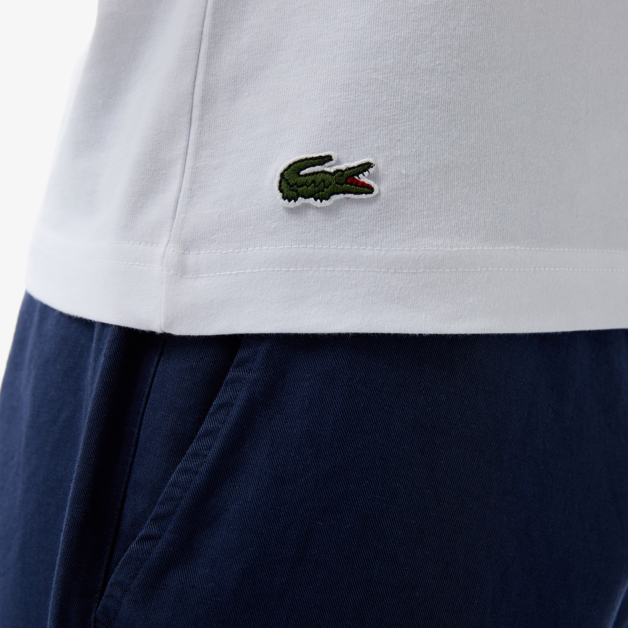 Lacoste Erkek Slim Fit Bisiklet Yaka Baskılı Beyaz T-Shirt