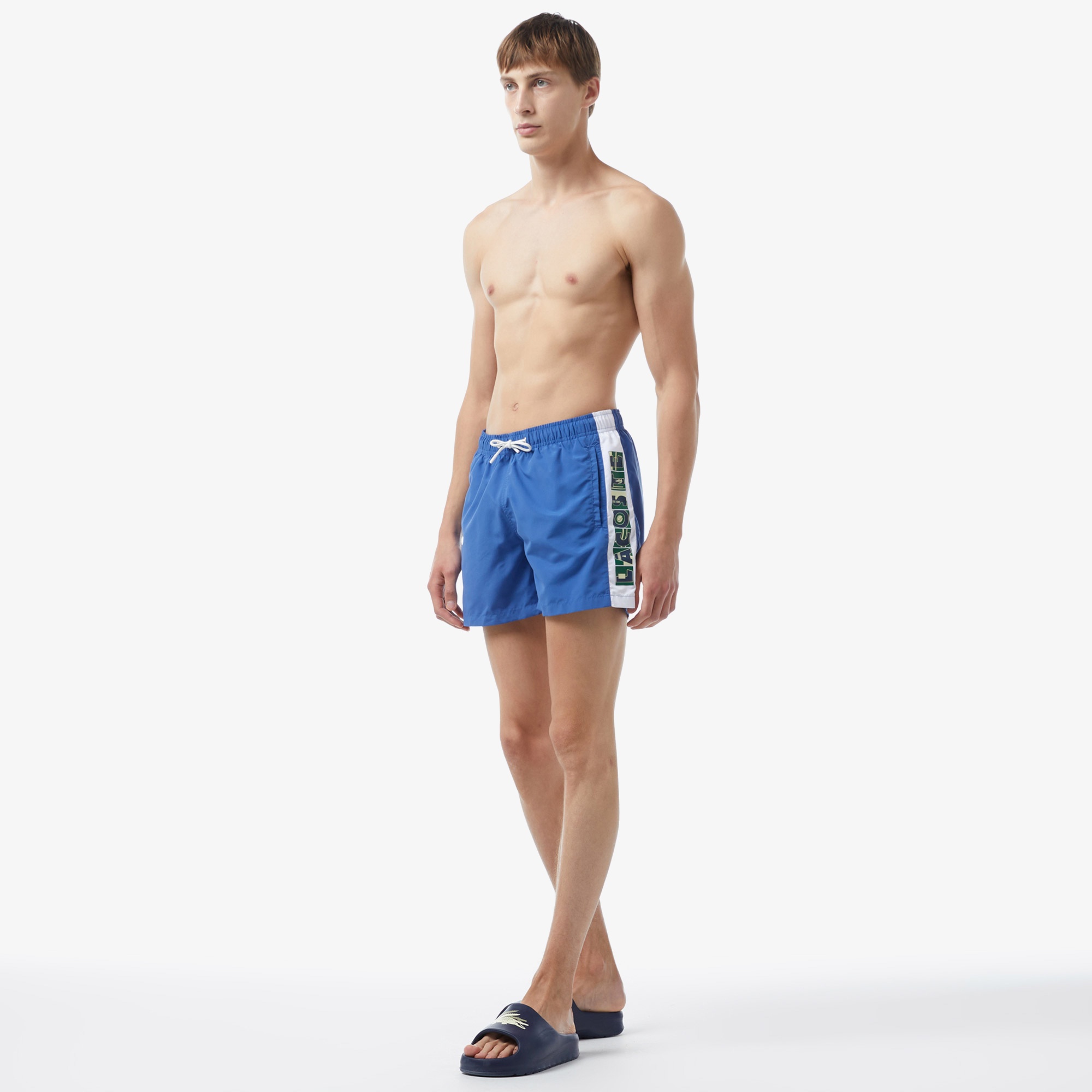 Lacoste Erkek Renk Bloklu Mavi Mayo Şort