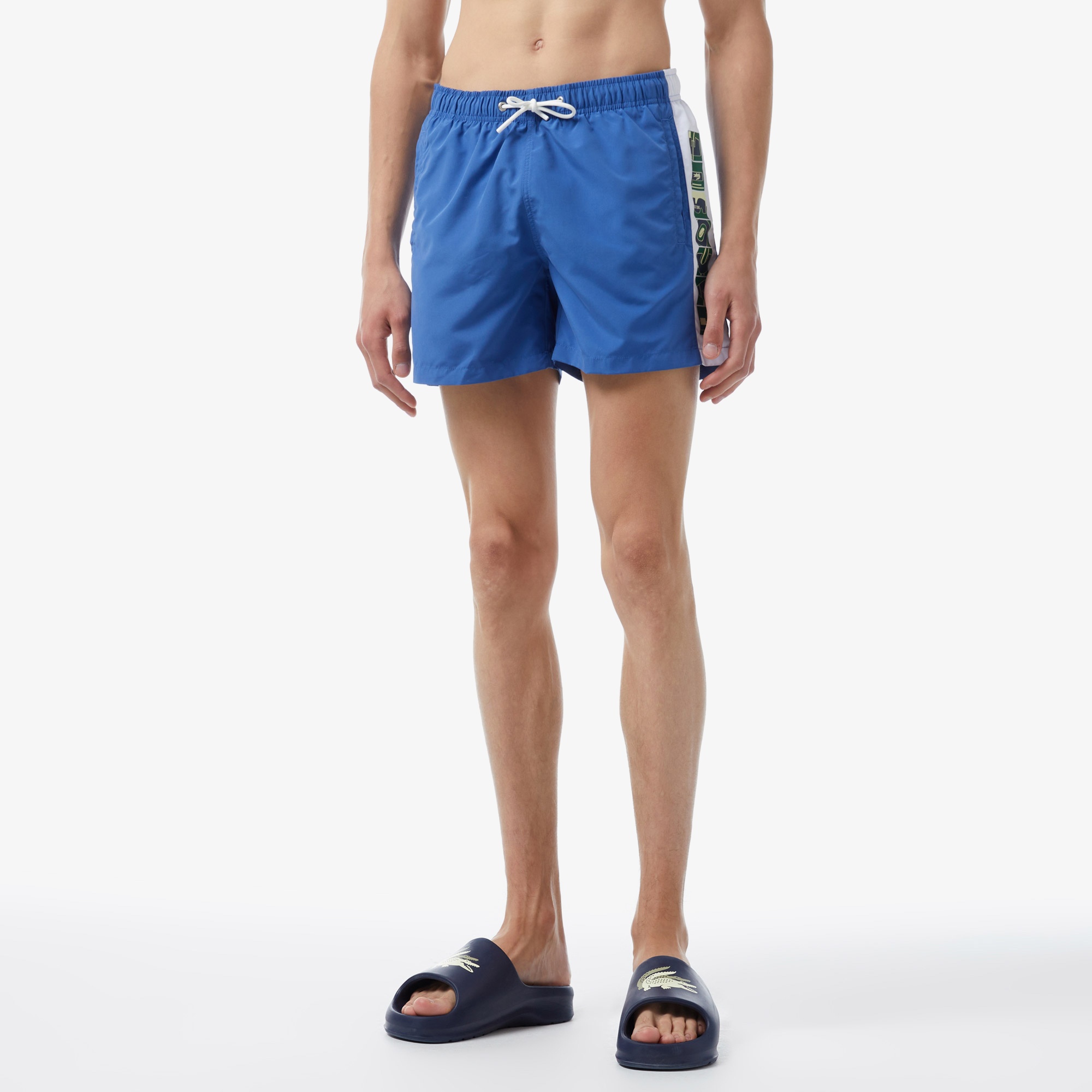 Lacoste Erkek Renk Bloklu Mavi Mayo Şort