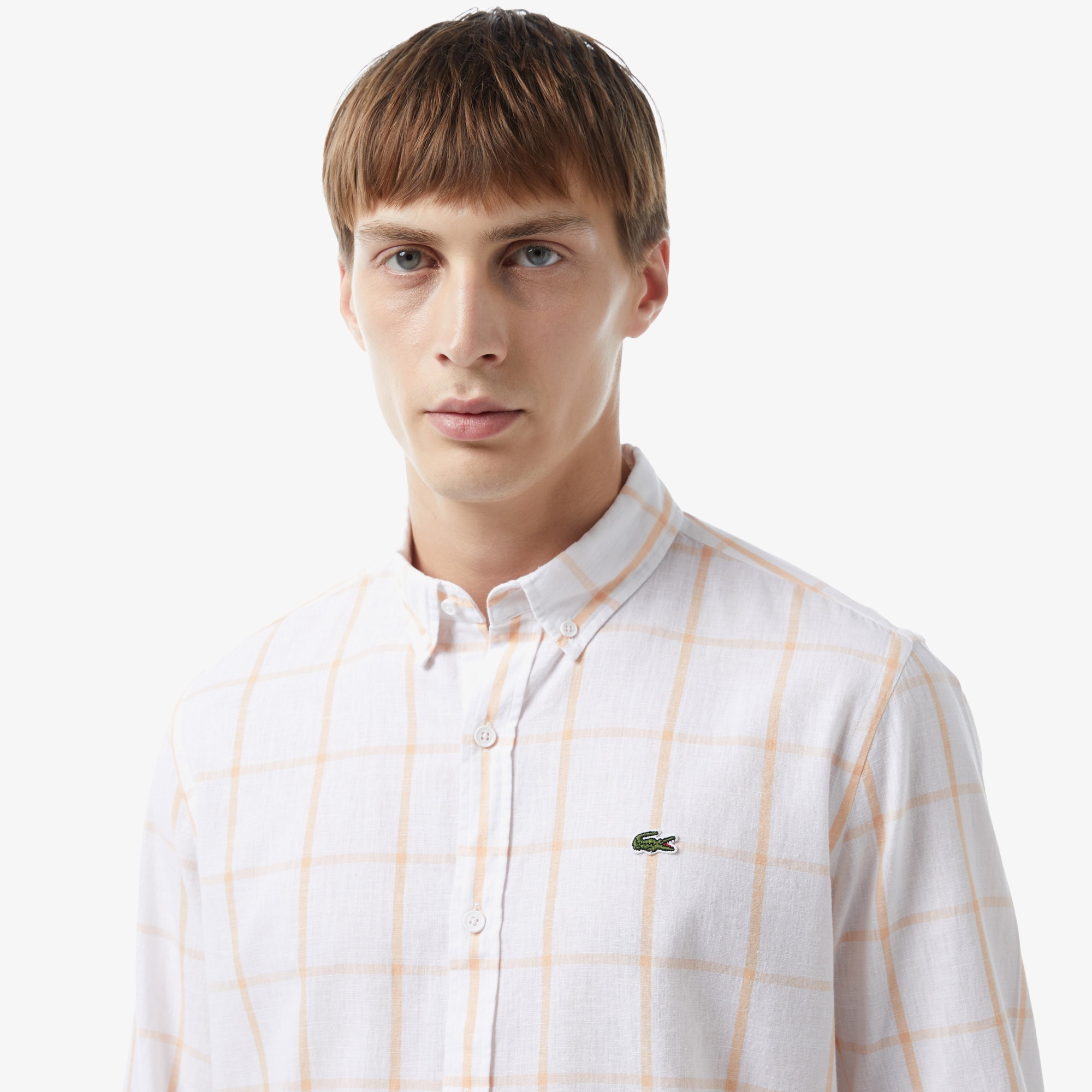 Lacoste Erkek Regular Fit Ekose Beyaz Gömlek