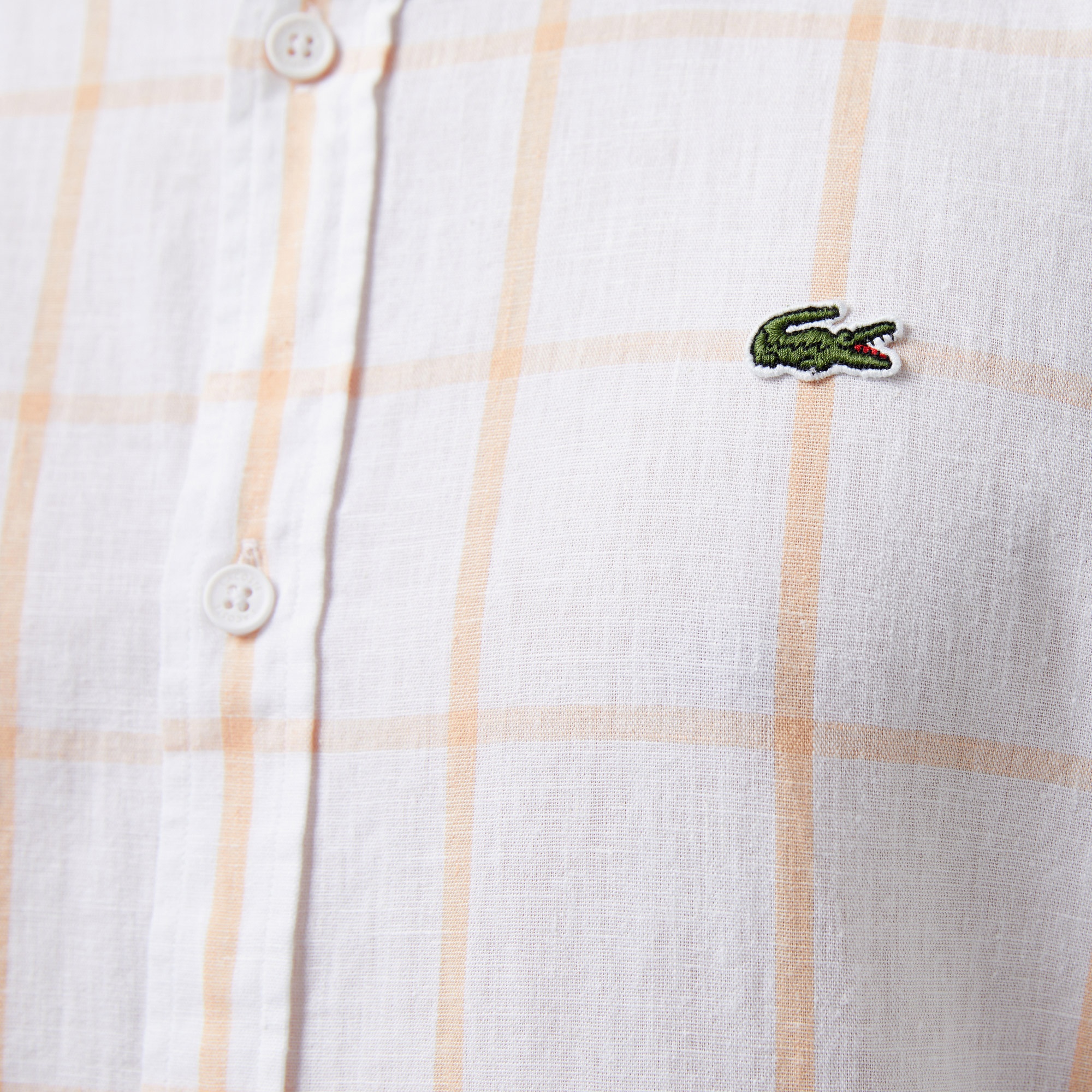 Lacoste Erkek Regular Fit Ekose Beyaz Gömlek