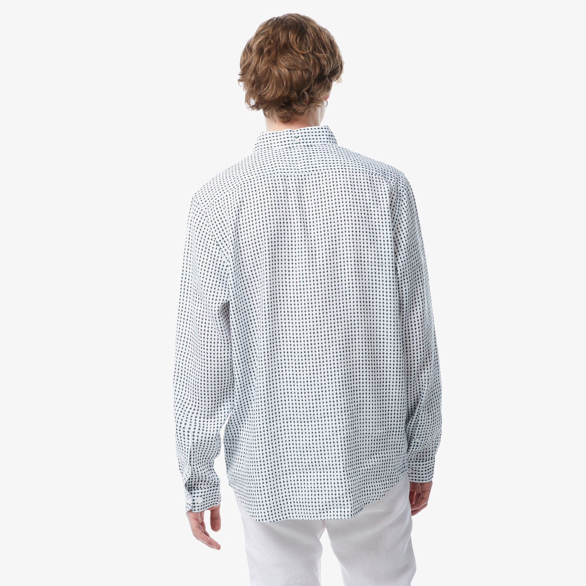 Lacoste Erkek Regular Fit Düğmeli Yaka Baskılı Beyaz Gömlek