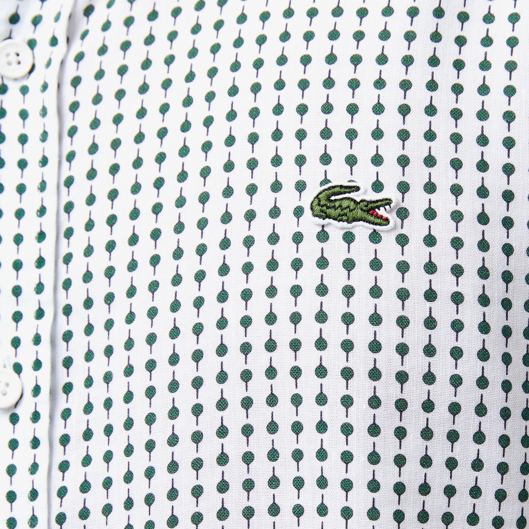 Lacoste Erkek Regular Fit Düğmeli Yaka Baskılı Beyaz Gömlek
