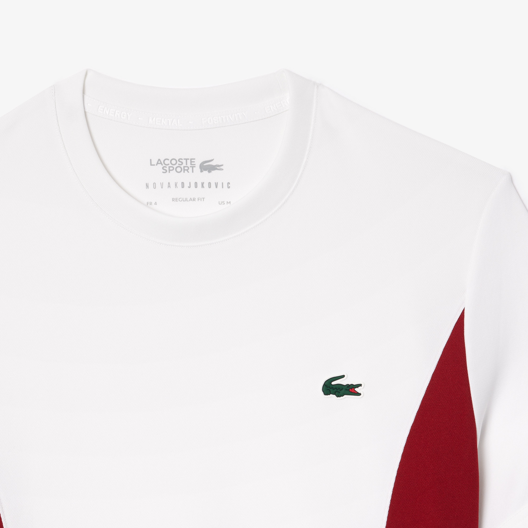 Lacoste SPORT x Novak Djokovic Erkek Regular Fit Bisiklet Yaka Renk Bloklu Beyaz T-Shirt