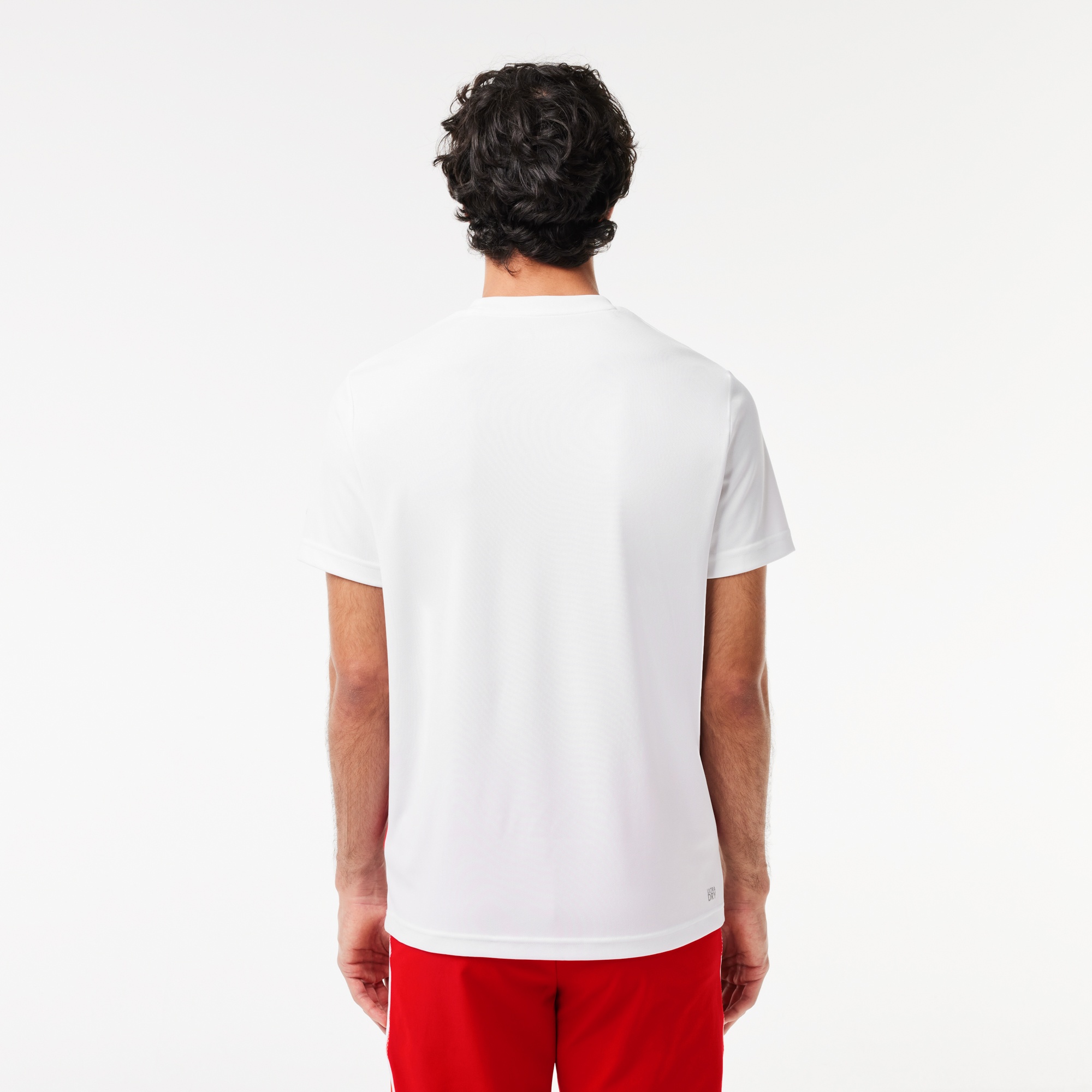Lacoste SPORT x Novak Djokovic Erkek Regular Fit Bisiklet Yaka Renk Bloklu Beyaz T-Shirt