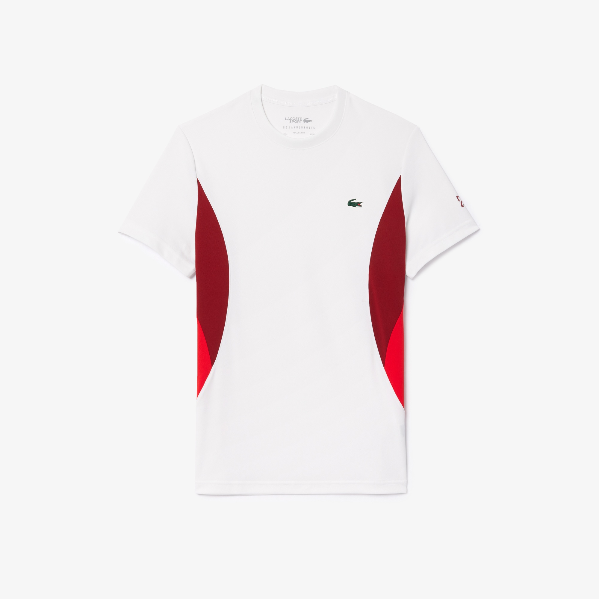 Lacoste SPORT x Novak Djokovic Erkek Regular Fit Bisiklet Yaka Renk Bloklu Beyaz T-Shirt