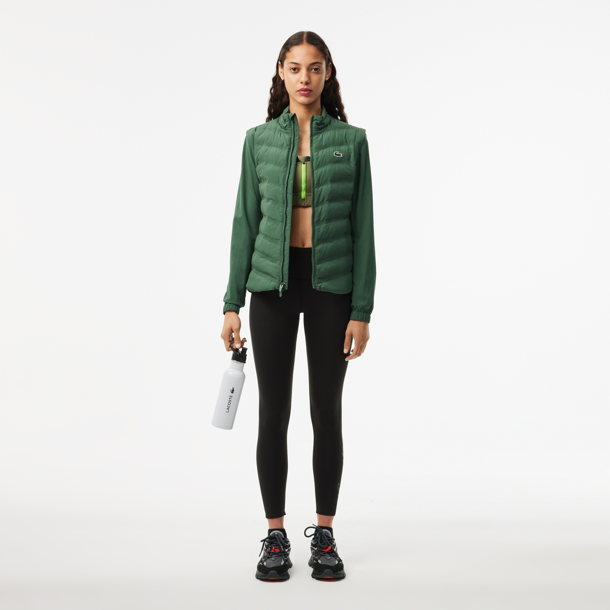 Lacoste Kadın Slim Fit Baskılı Siyah Tayt