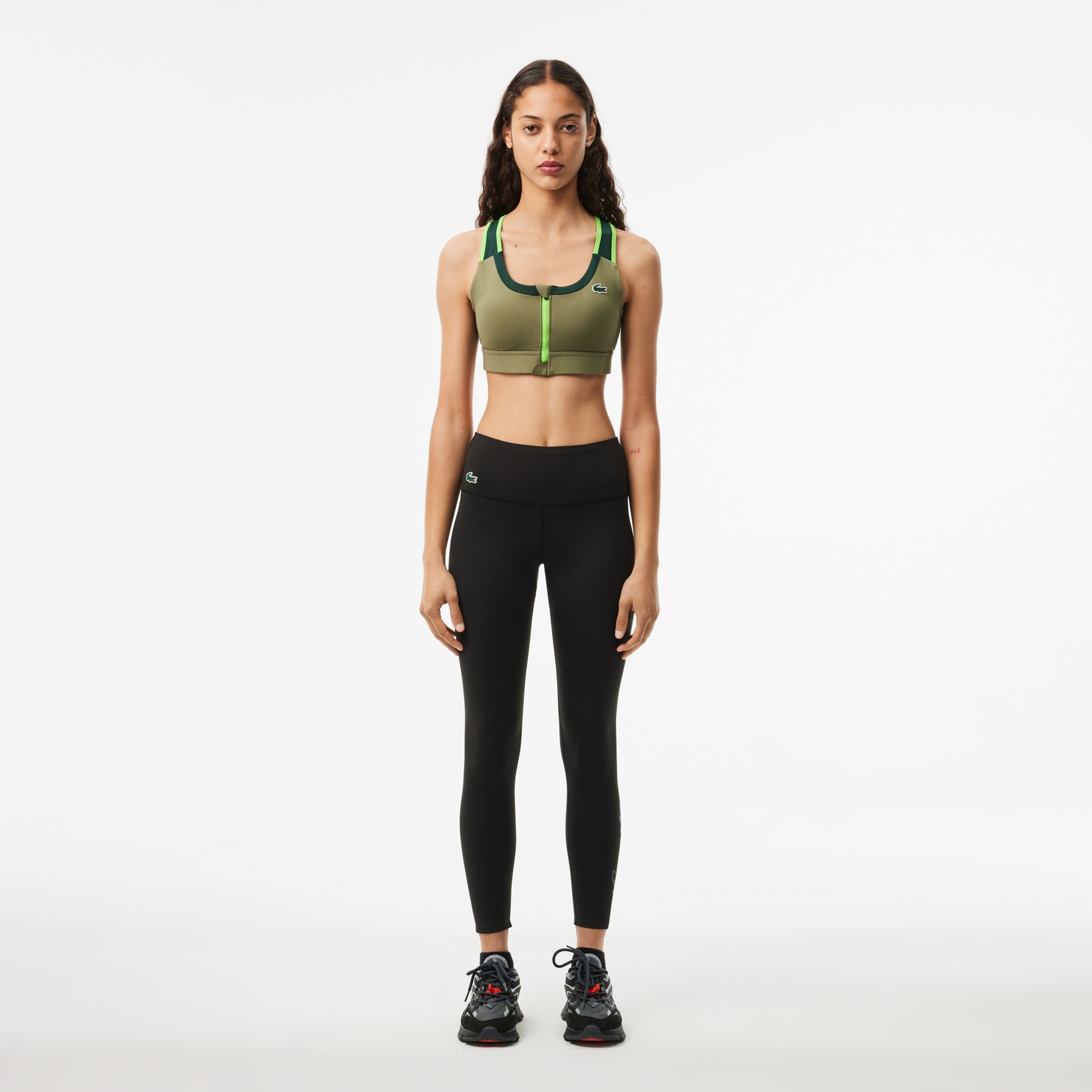 Lacoste Kadın Slim Fit Baskılı Siyah Tayt