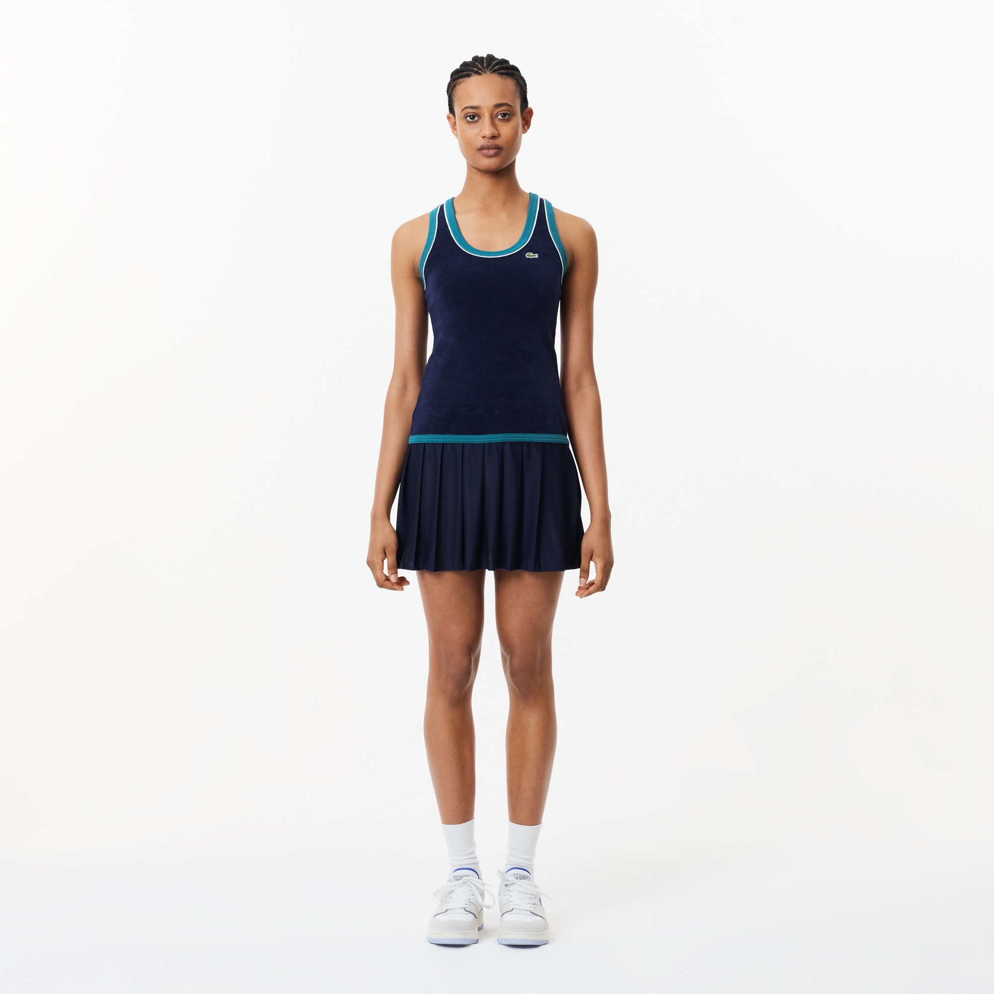 Lacoste Kadın Flare Fit Askılı Lacivert Elbise