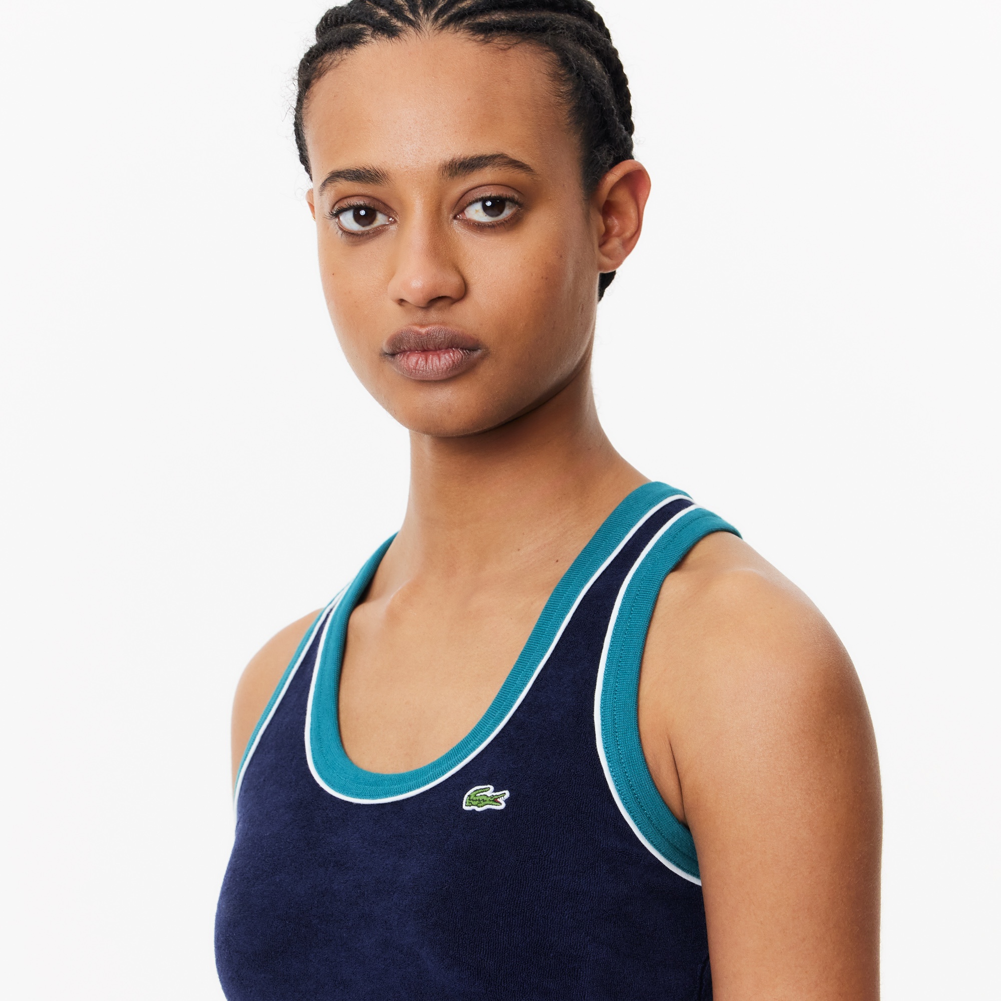 Lacoste Kadın Flare Fit Askılı Lacivert Elbise