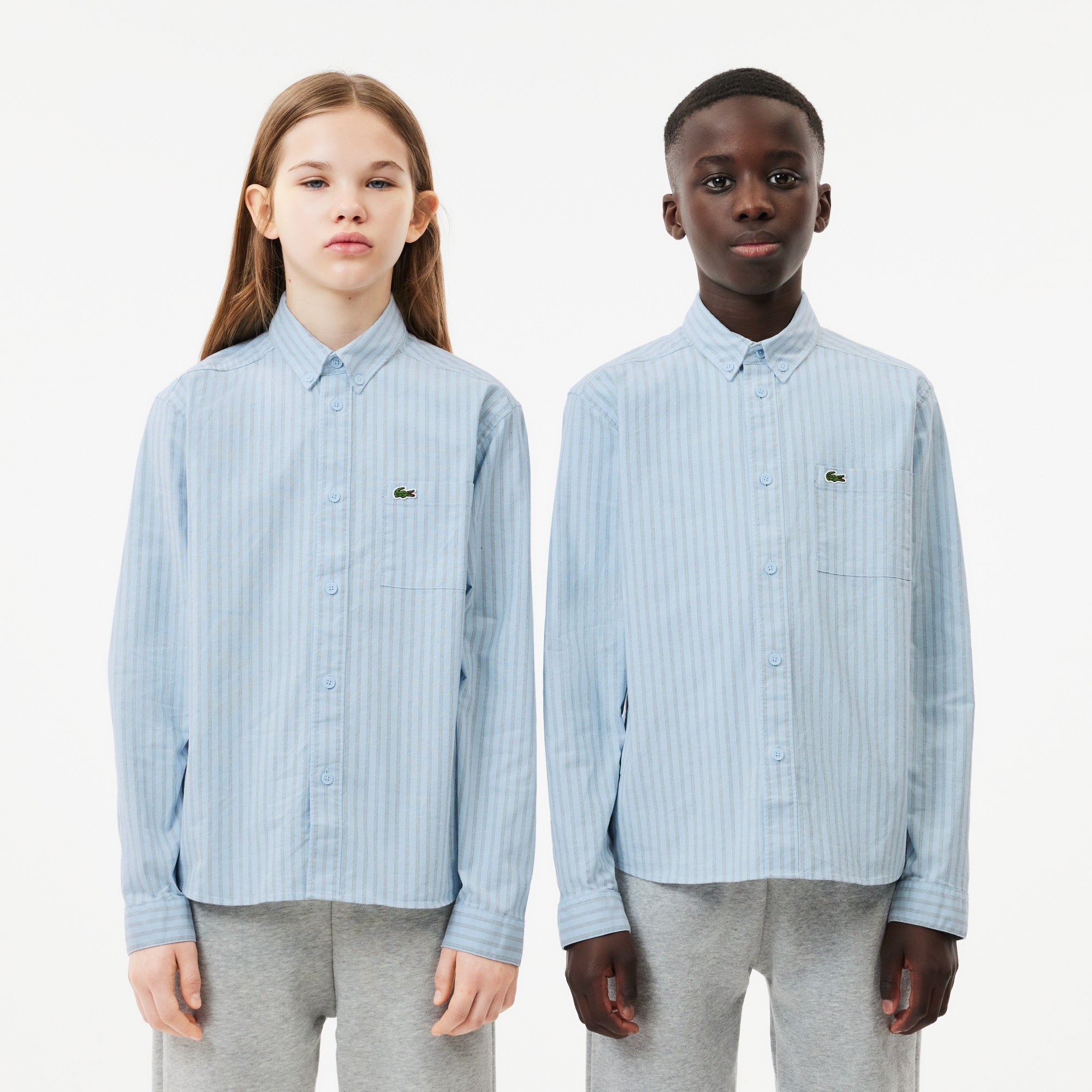 Lacoste Çocuk Çizgili Mavi Gömlek