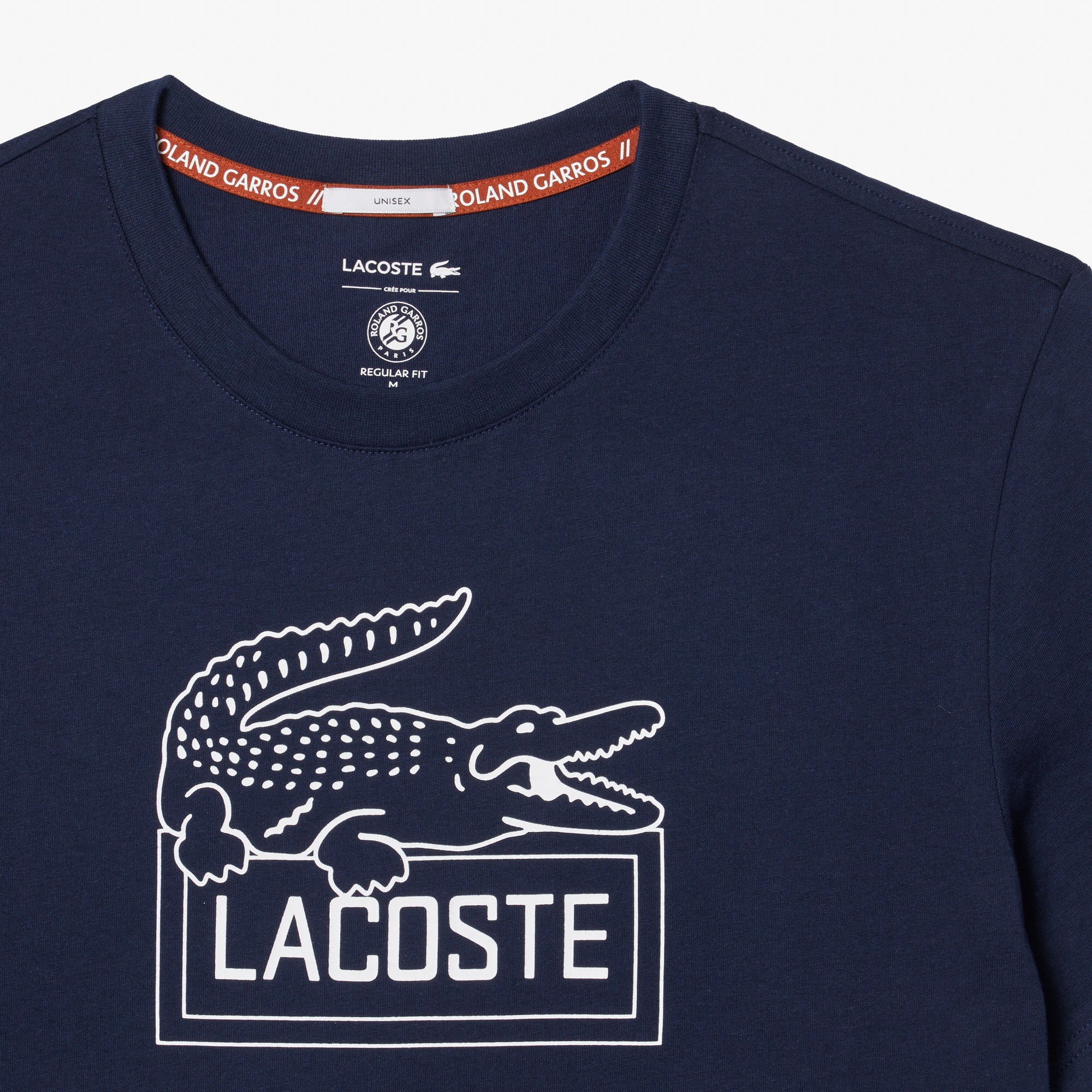 Lacoste x Roland Garros Unisex Regular Fit Bisiklet Yaka Baskılı Lacivert T-Shirt