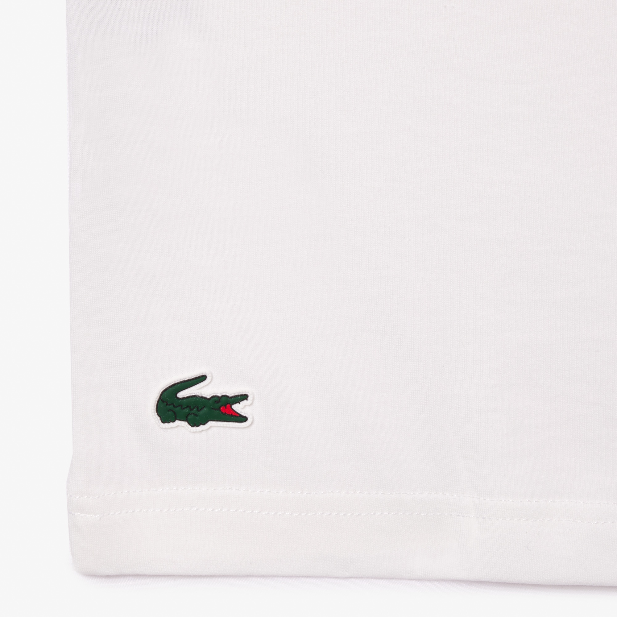 Lacoste x Roland Garros Unisex Regular Fit Bisiklet Yaka Baskılı Beyaz T-Shirt