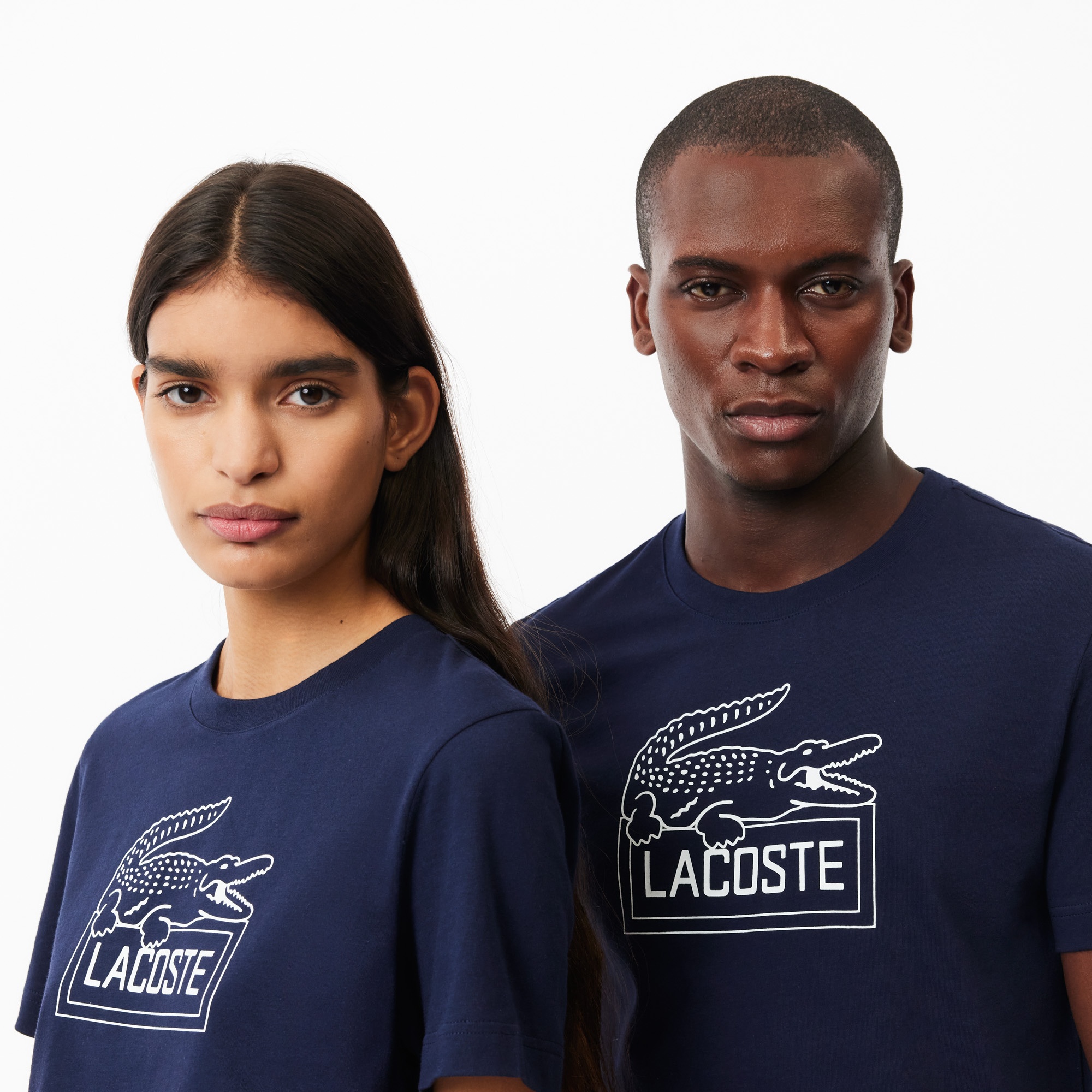 Lacoste x Roland Garros Unisex Regular Fit Bisiklet Yaka Baskılı Lacivert T-Shirt