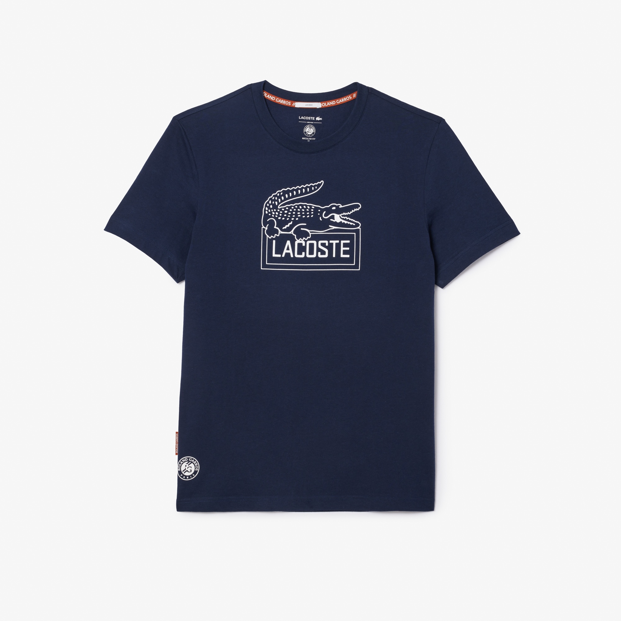 Lacoste x Roland Garros Unisex Regular Fit Bisiklet Yaka Baskılı Lacivert T-Shirt
