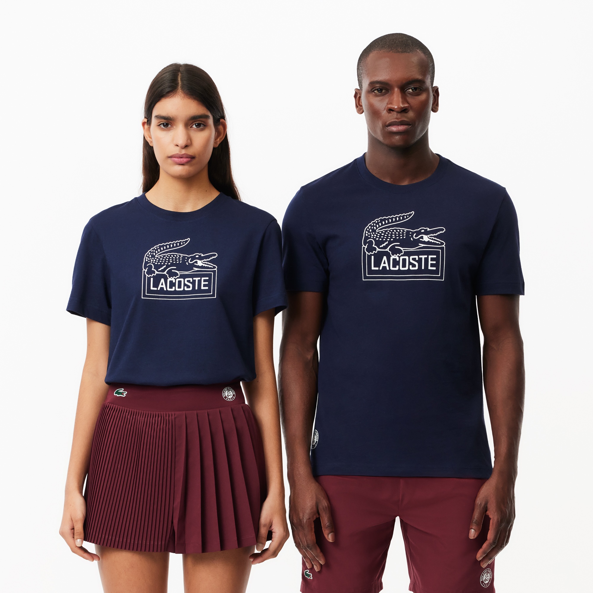 Lacoste x Roland Garros Unisex Regular Fit Bisiklet Yaka Baskılı Lacivert T-Shirt