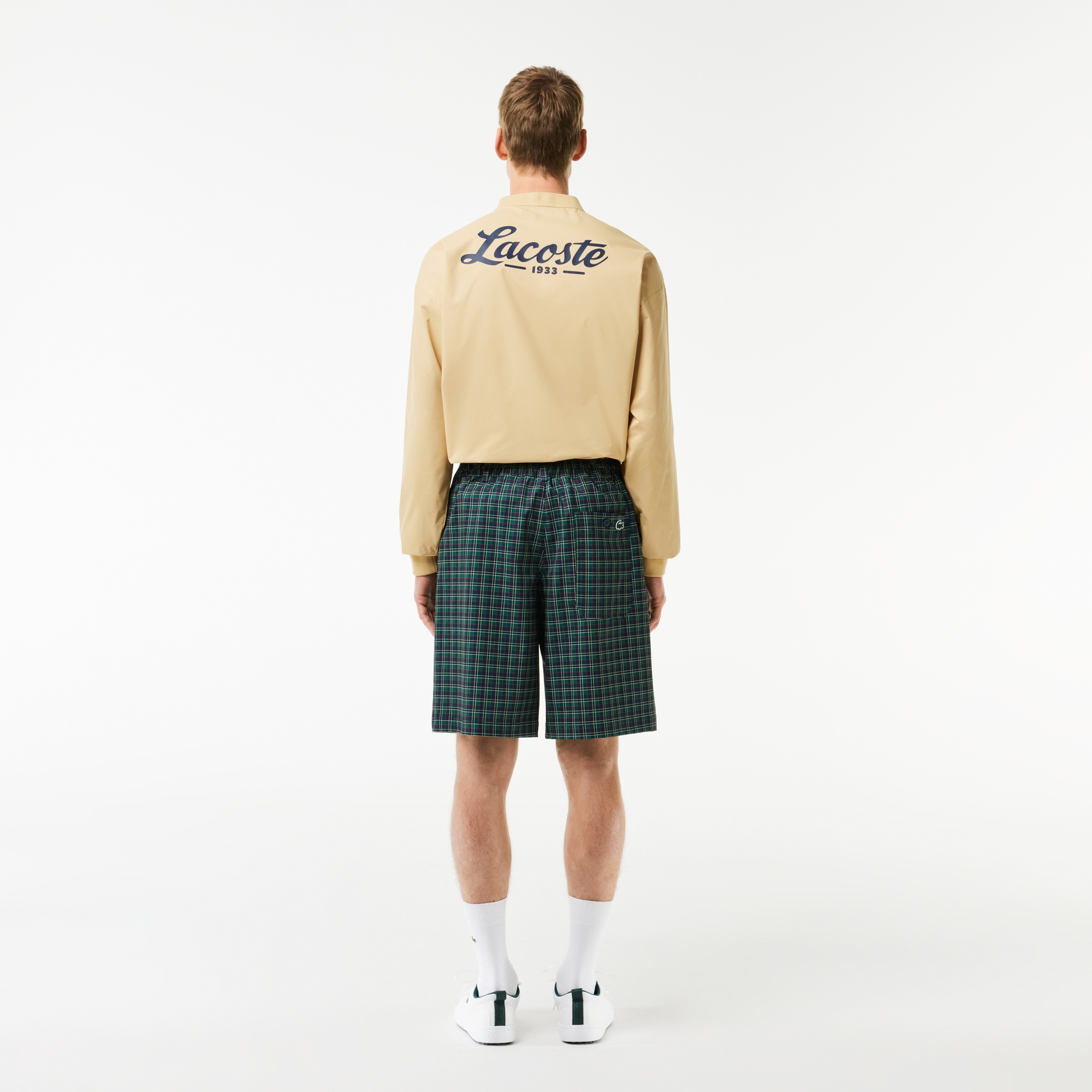 Lacoste Erkek Loose Fit Ekose Lacivert Bermuda