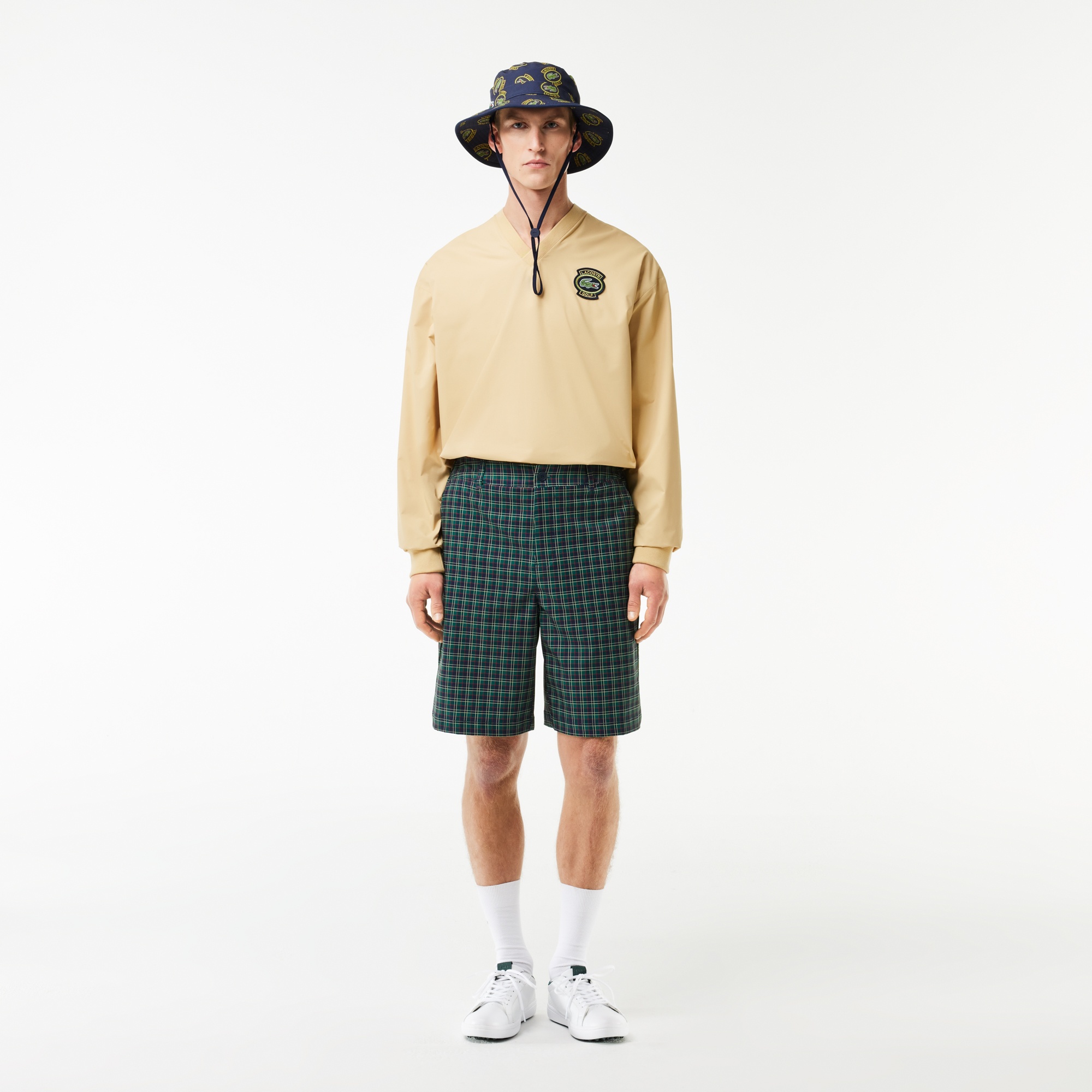 Lacoste Erkek Loose Fit Ekose Lacivert Bermuda