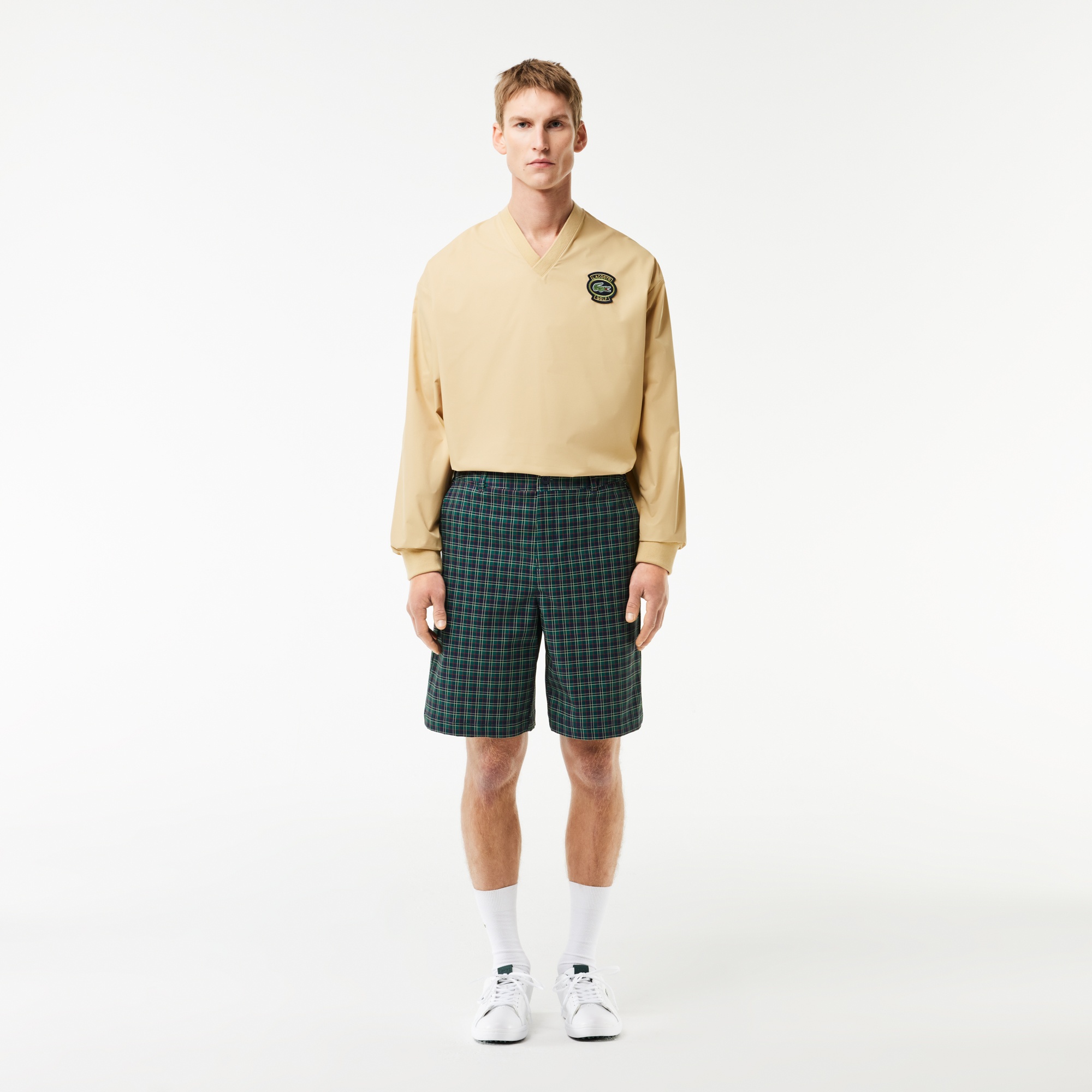 Lacoste Erkek Loose Fit Ekose Lacivert Bermuda