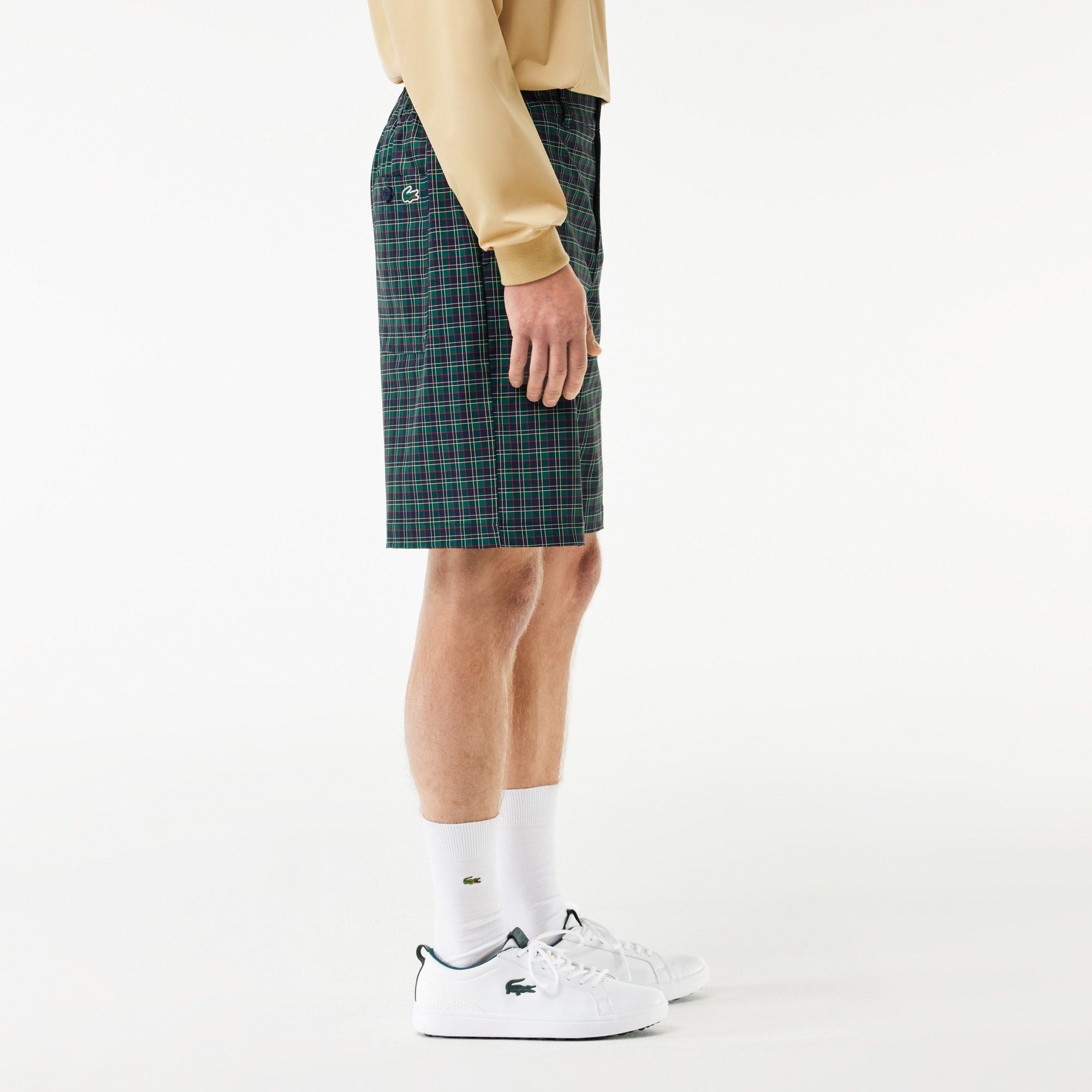 Lacoste Erkek Loose Fit Ekose Lacivert Bermuda