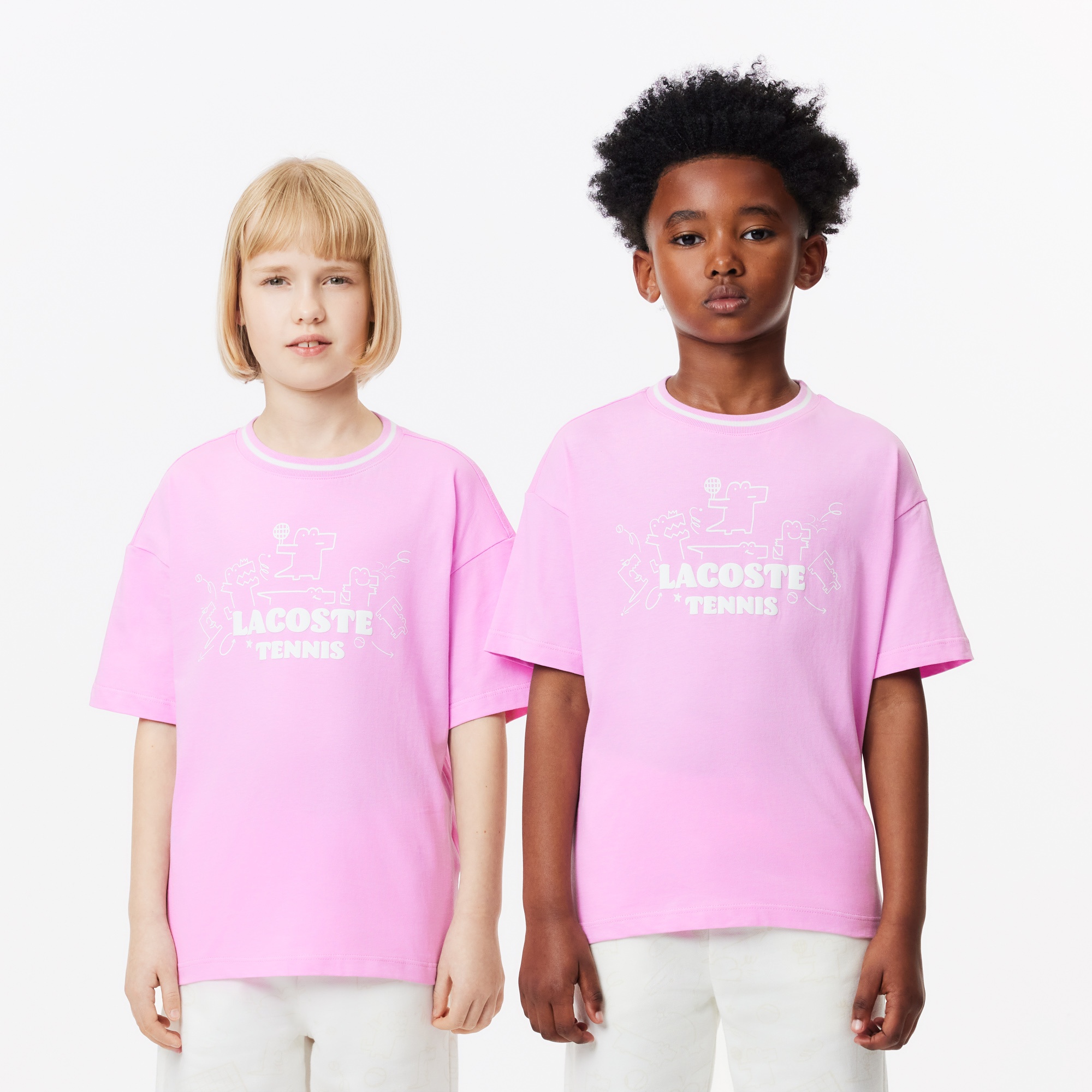 Lacoste Çocuk Bisiklet Yaka Baskılı Pembe T-shirt