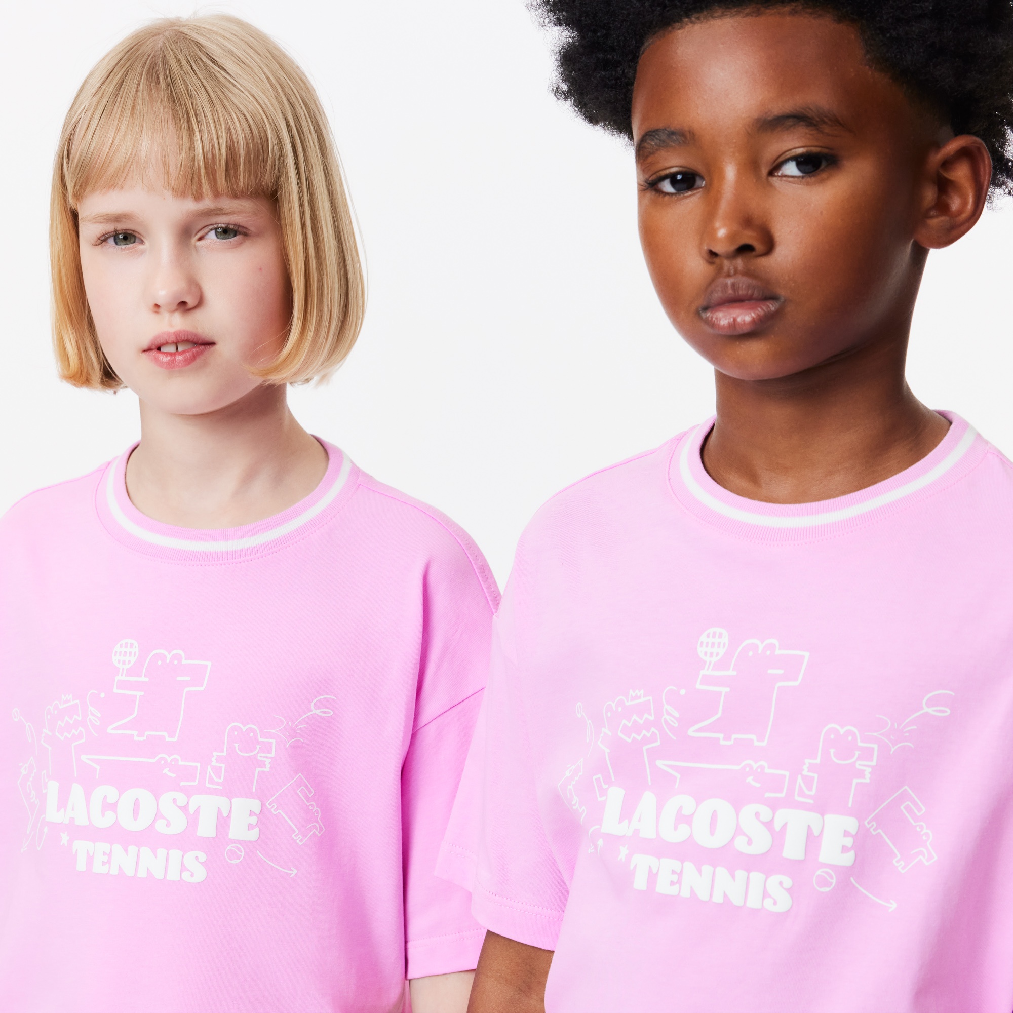 Lacoste Çocuk Bisiklet Yaka Baskılı Pembe T-shirt
