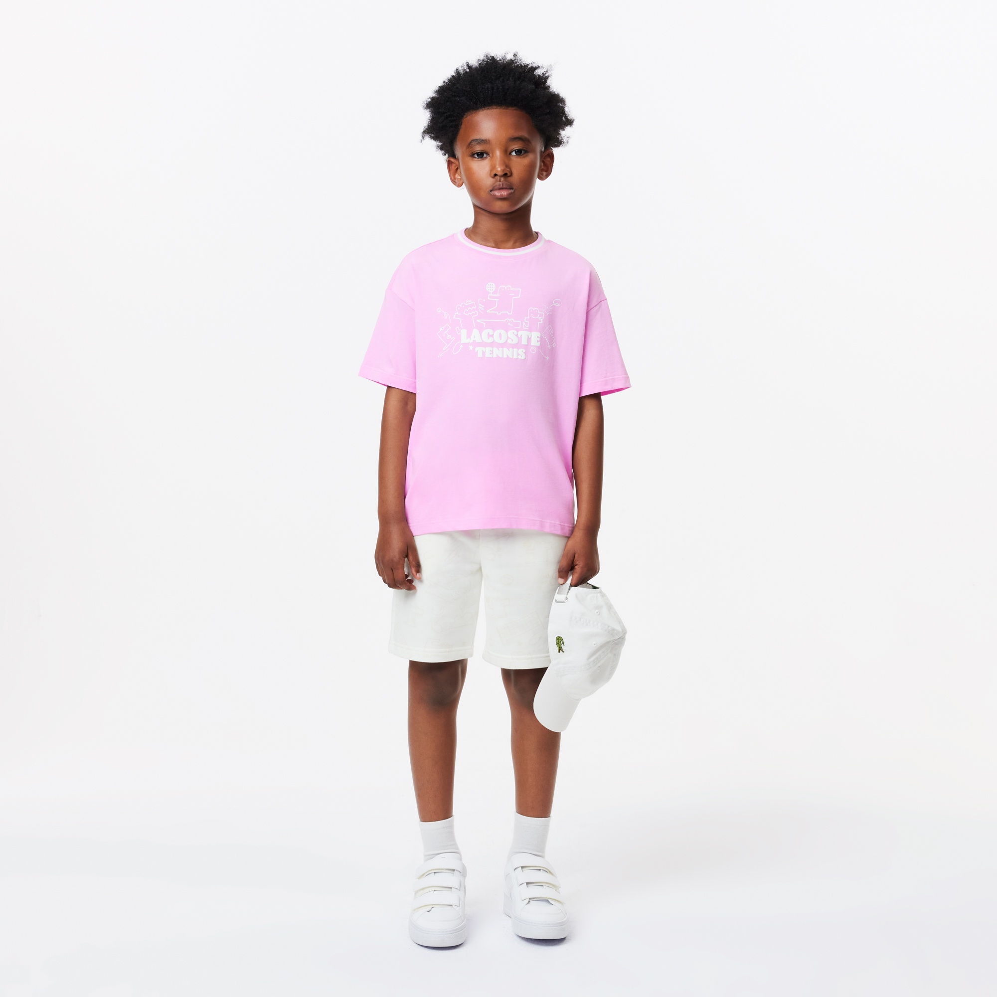 Lacoste Çocuk Bisiklet Yaka Baskılı Pembe T-shirt