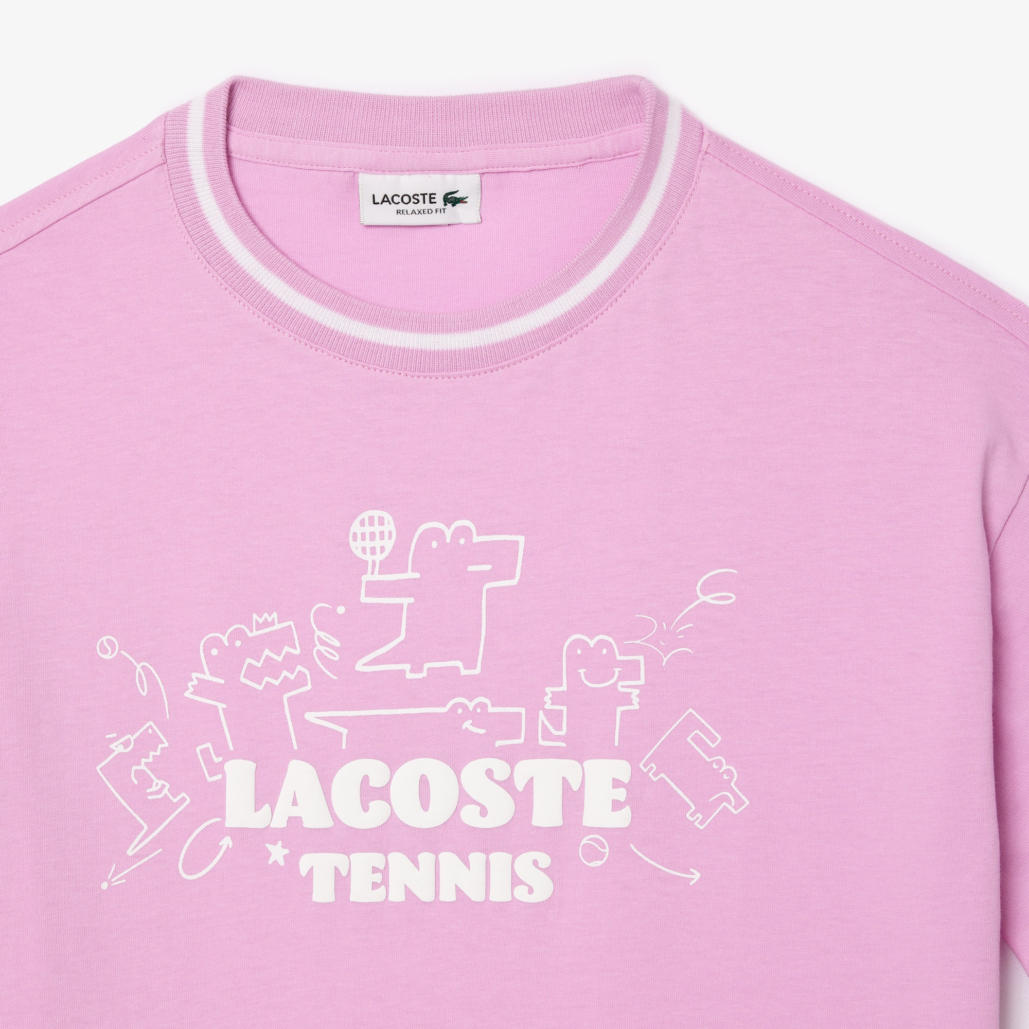Lacoste Çocuk Bisiklet Yaka Baskılı Pembe T-shirt