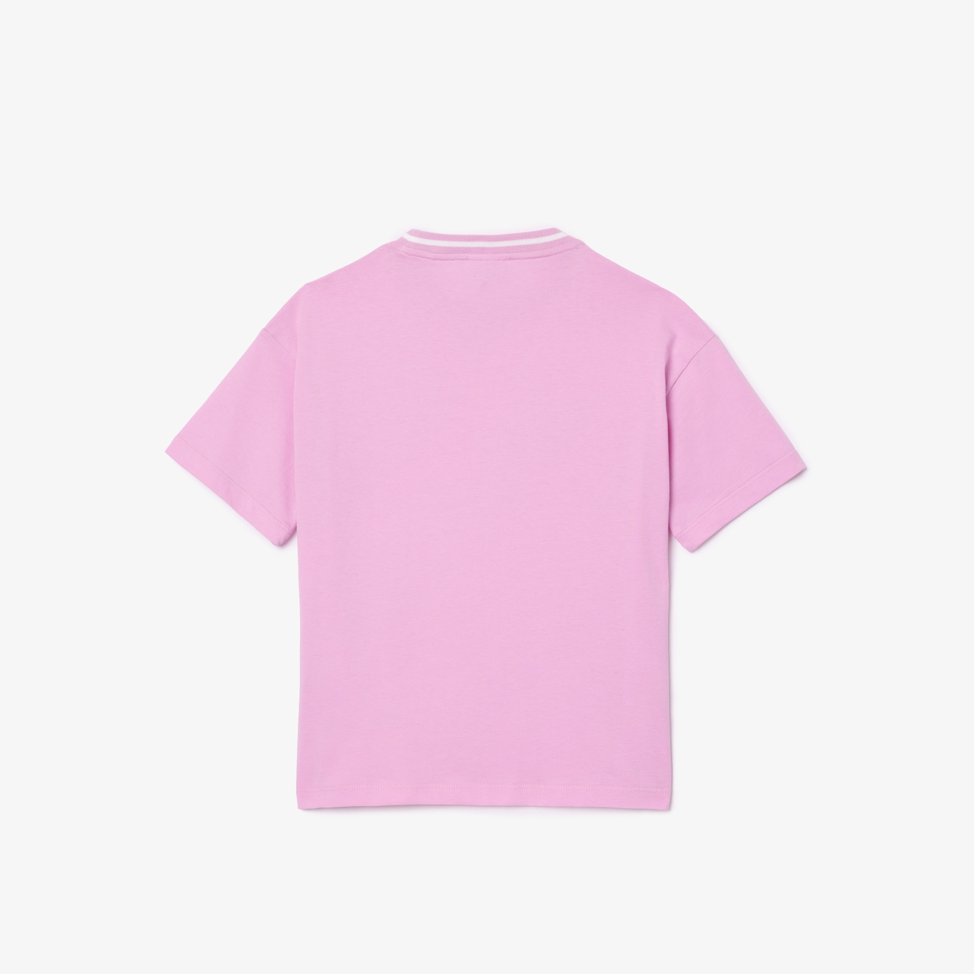 Lacoste Çocuk Bisiklet Yaka Baskılı Pembe T-shirt