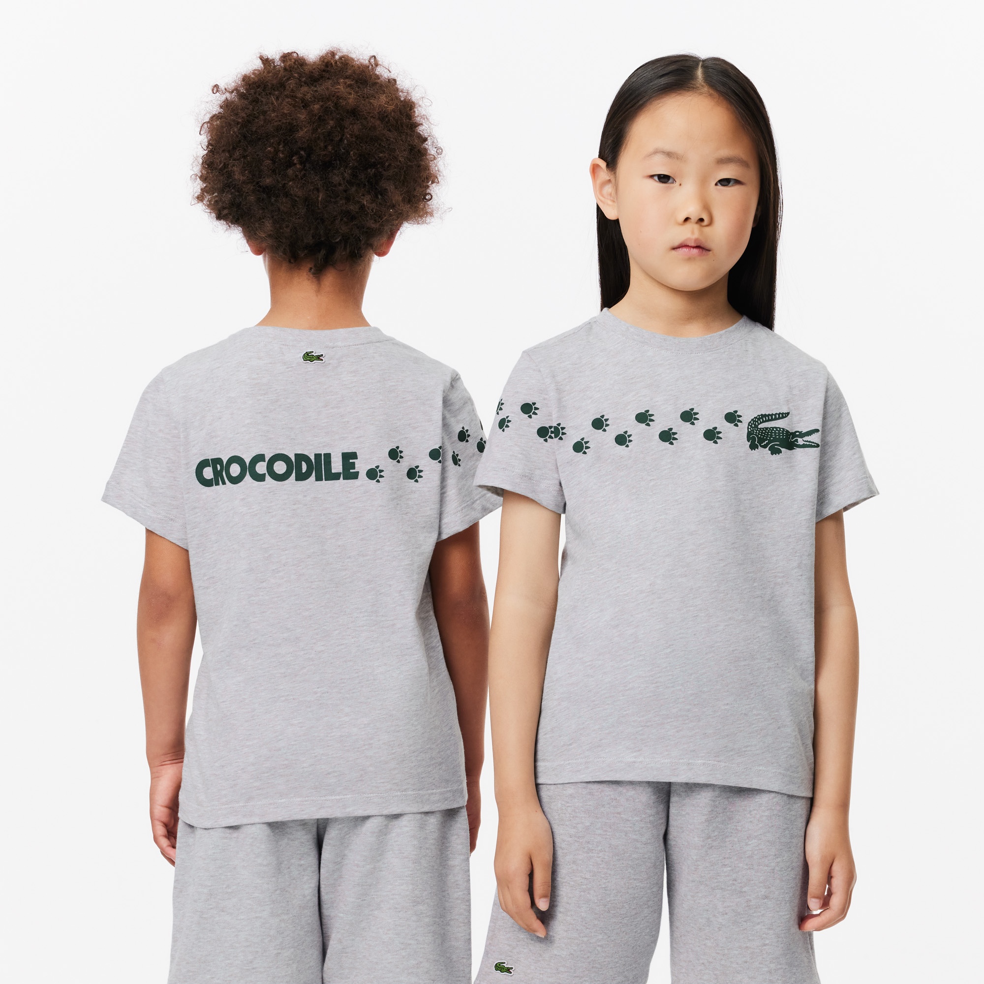 Lacoste Çocuk Bisiklet Yaka Baskılı Gri T-shirt