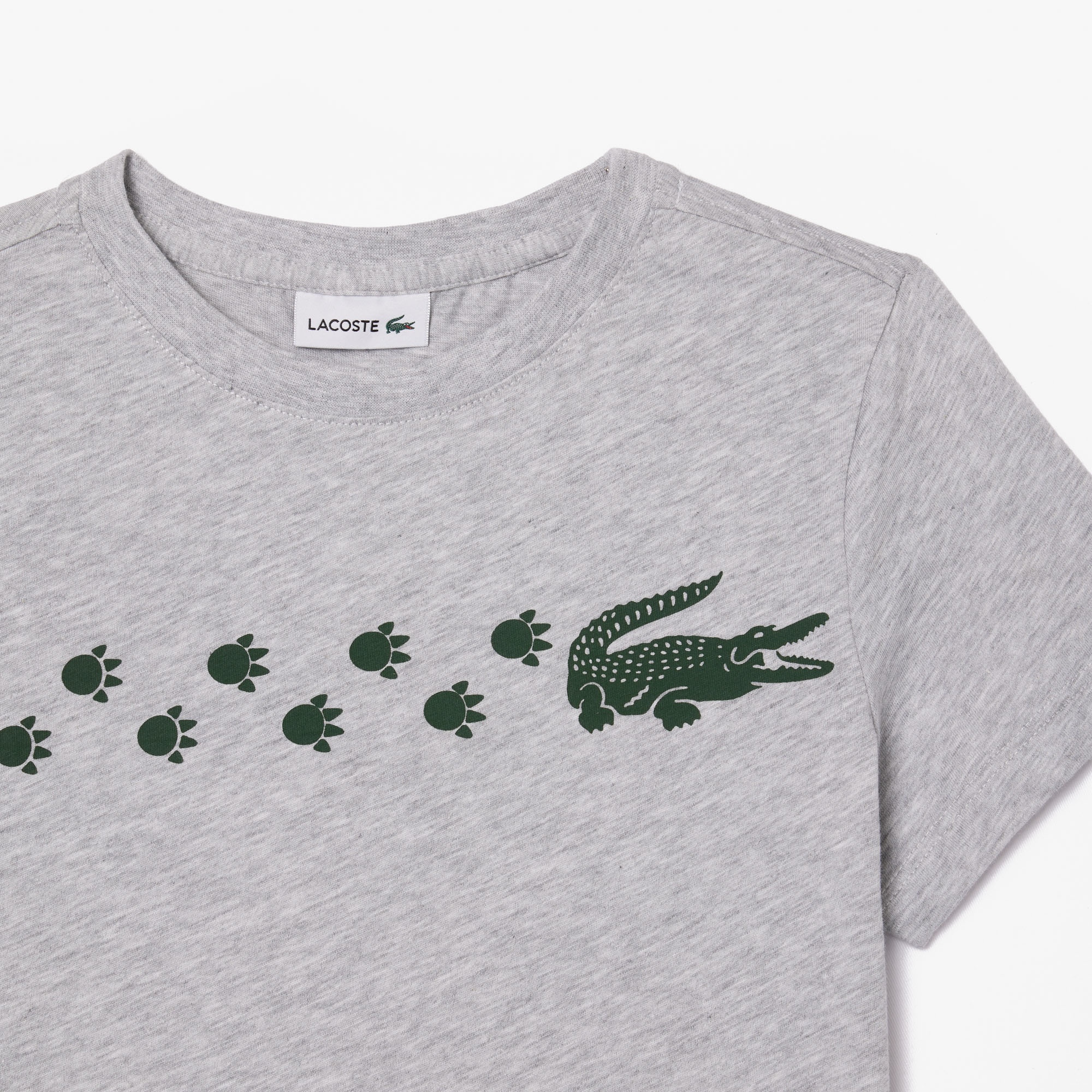 Lacoste Çocuk Bisiklet Yaka Baskılı Gri T-shirt