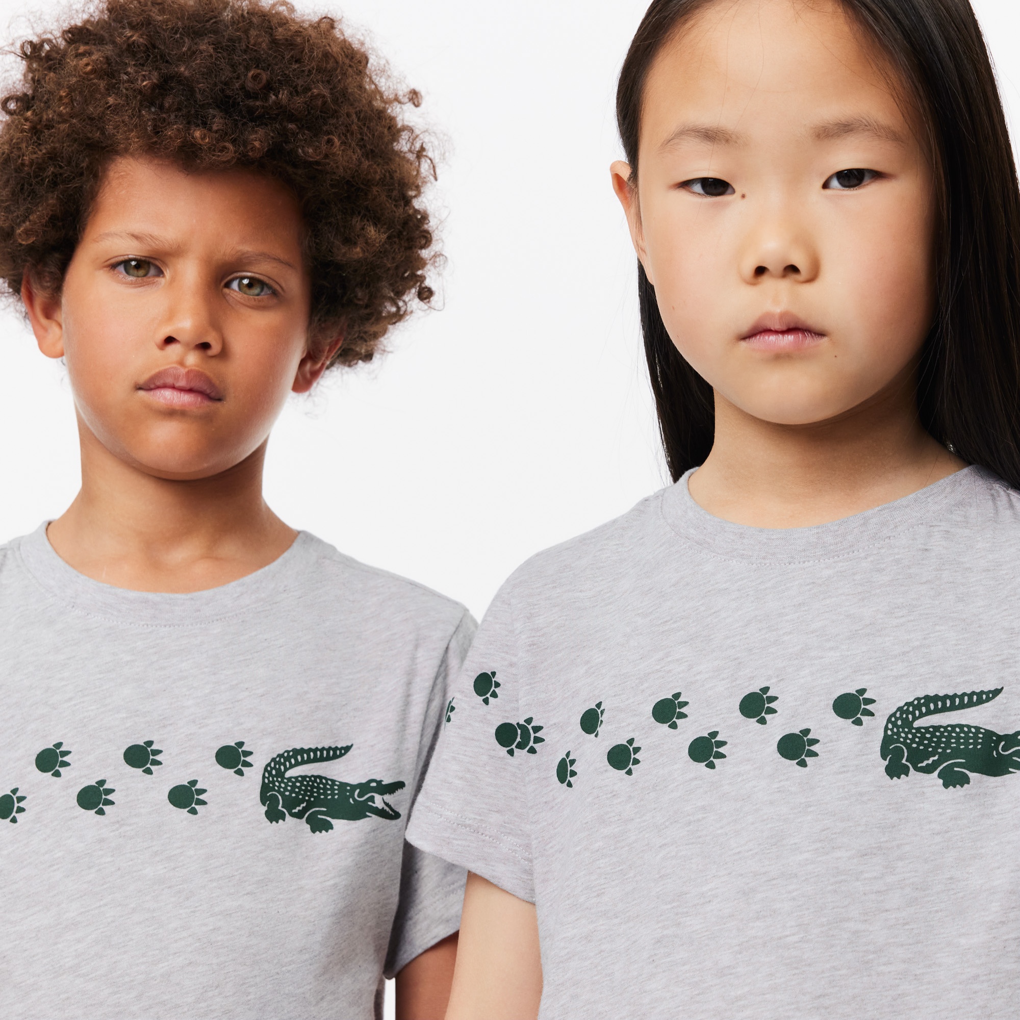 Lacoste Çocuk Bisiklet Yaka Baskılı Gri T-shirt