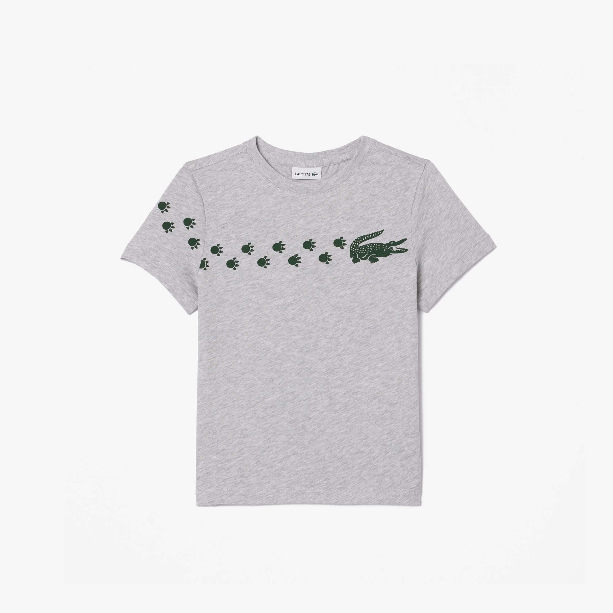 Lacoste Çocuk Bisiklet Yaka Baskılı Gri T-shirt