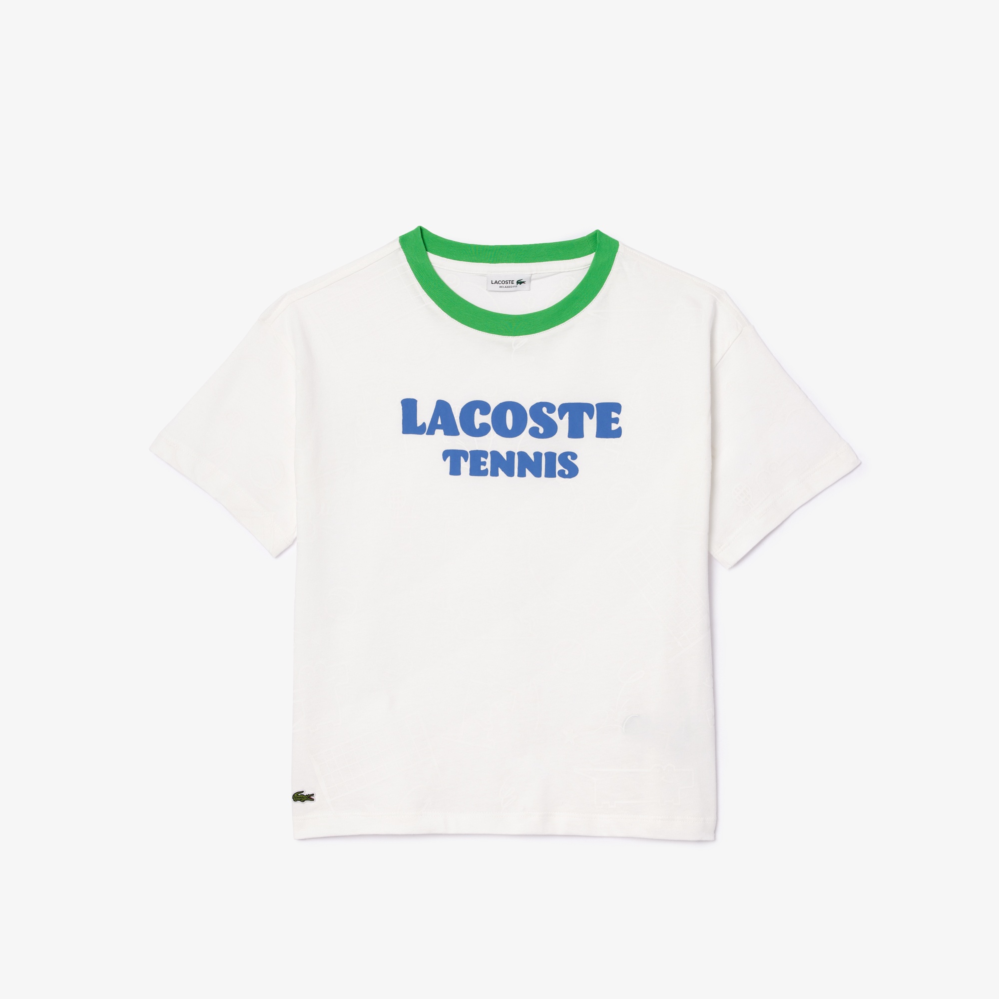 Lacoste Çocuk Bisiklet Yaka Baskılı Beyaz T-shirt